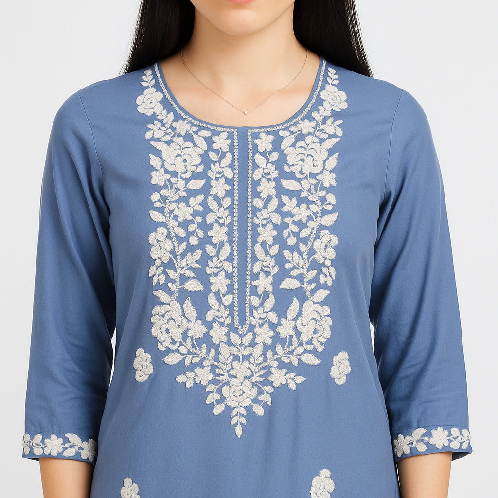 Embroidered Straight Long Kurta