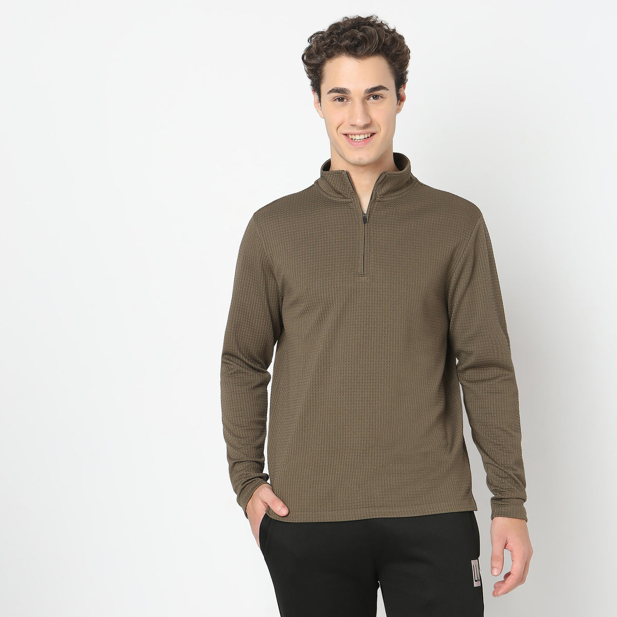 Regular Fit Solid Sweatshirt