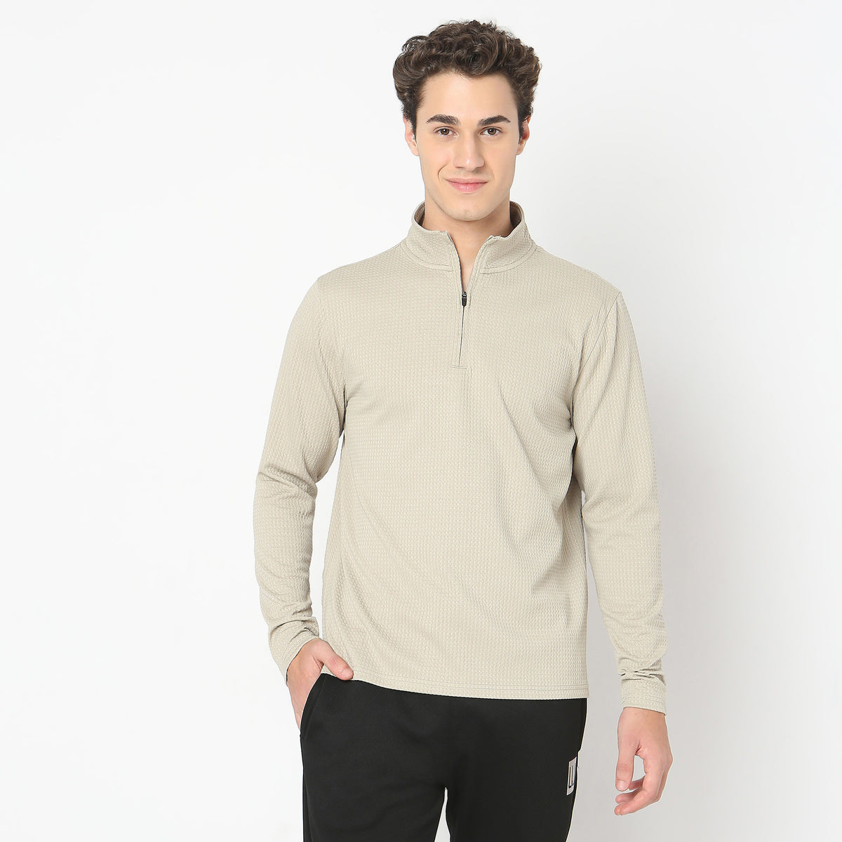 Regular Fit Solid Sweatshirt