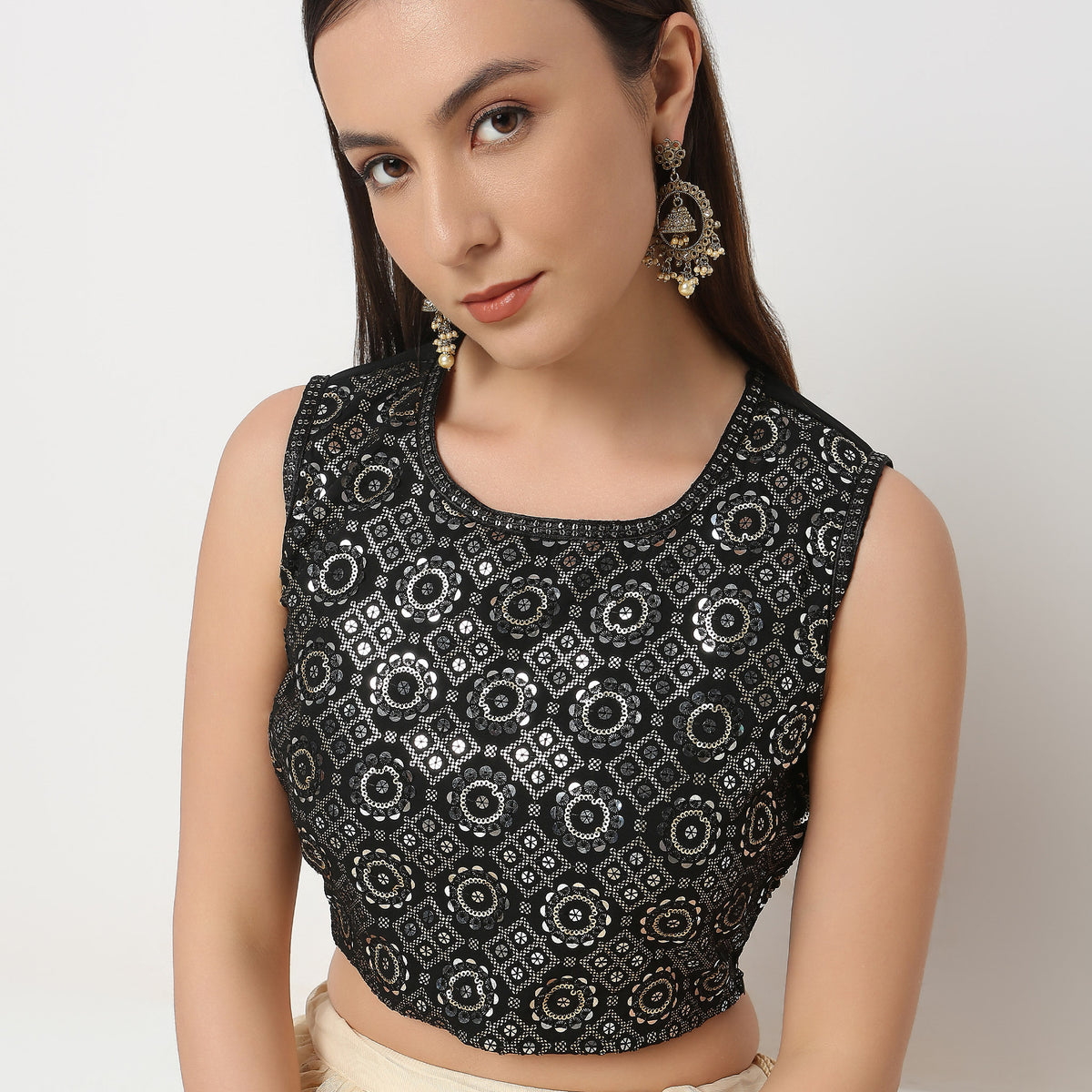 Straight Fit Embroidered Crop Top