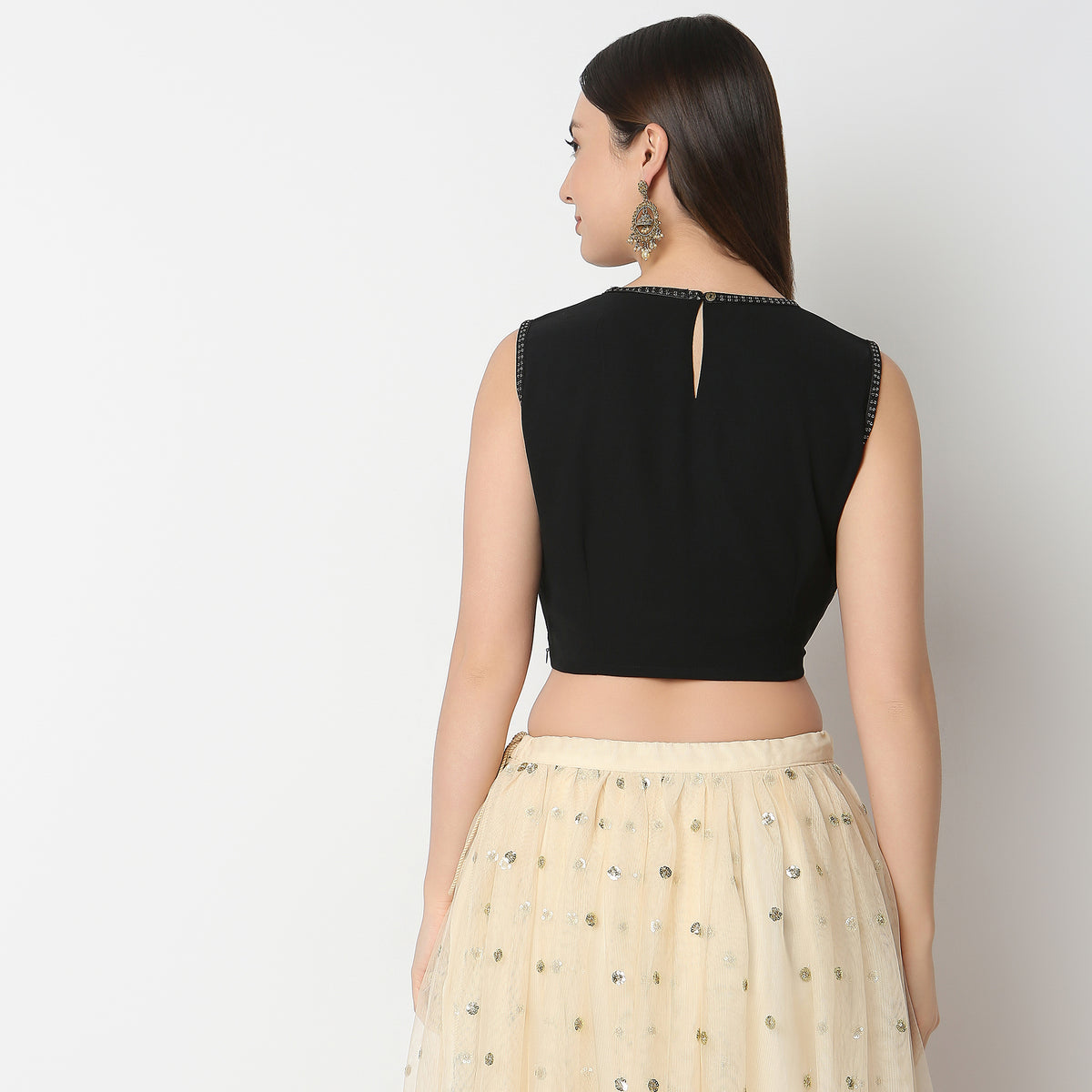 Straight Fit Embroidered Crop Top