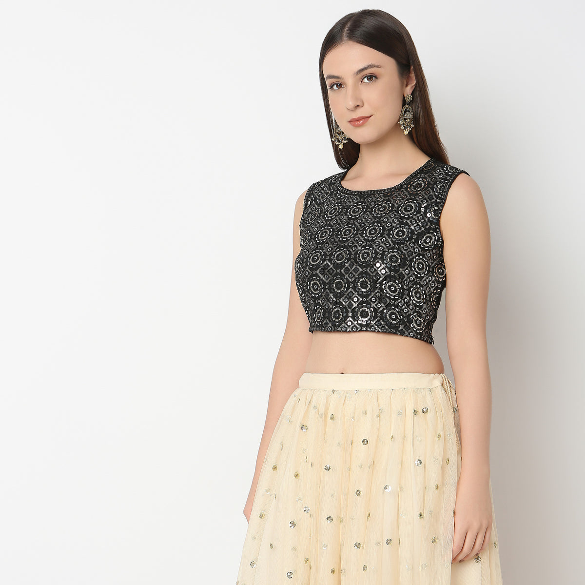 Straight Fit Embroidered Crop Top