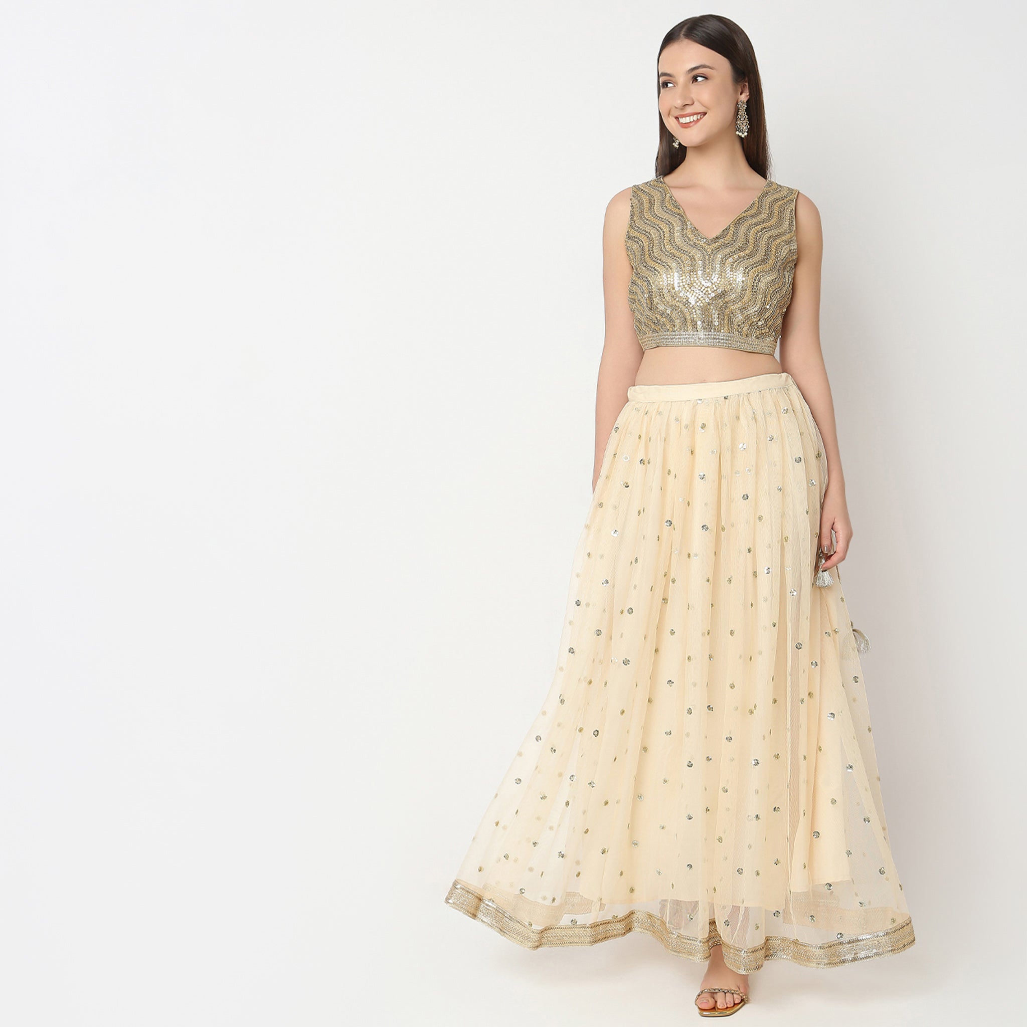 Regular Fit Embroidered Crop Top