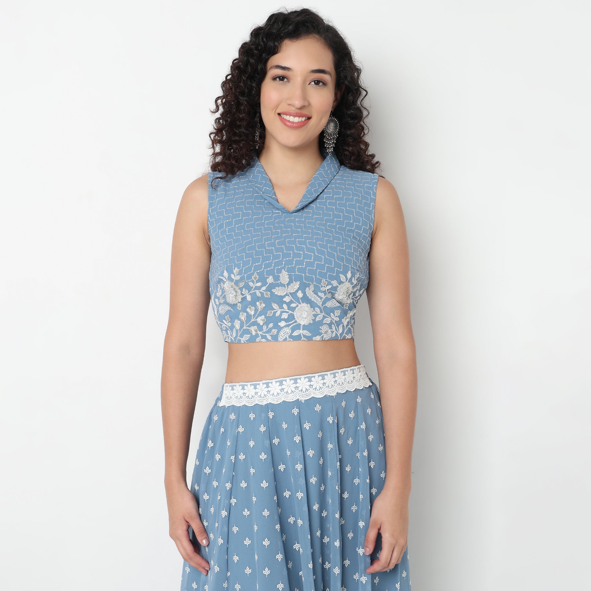 Embroidered Polyester Crop Top