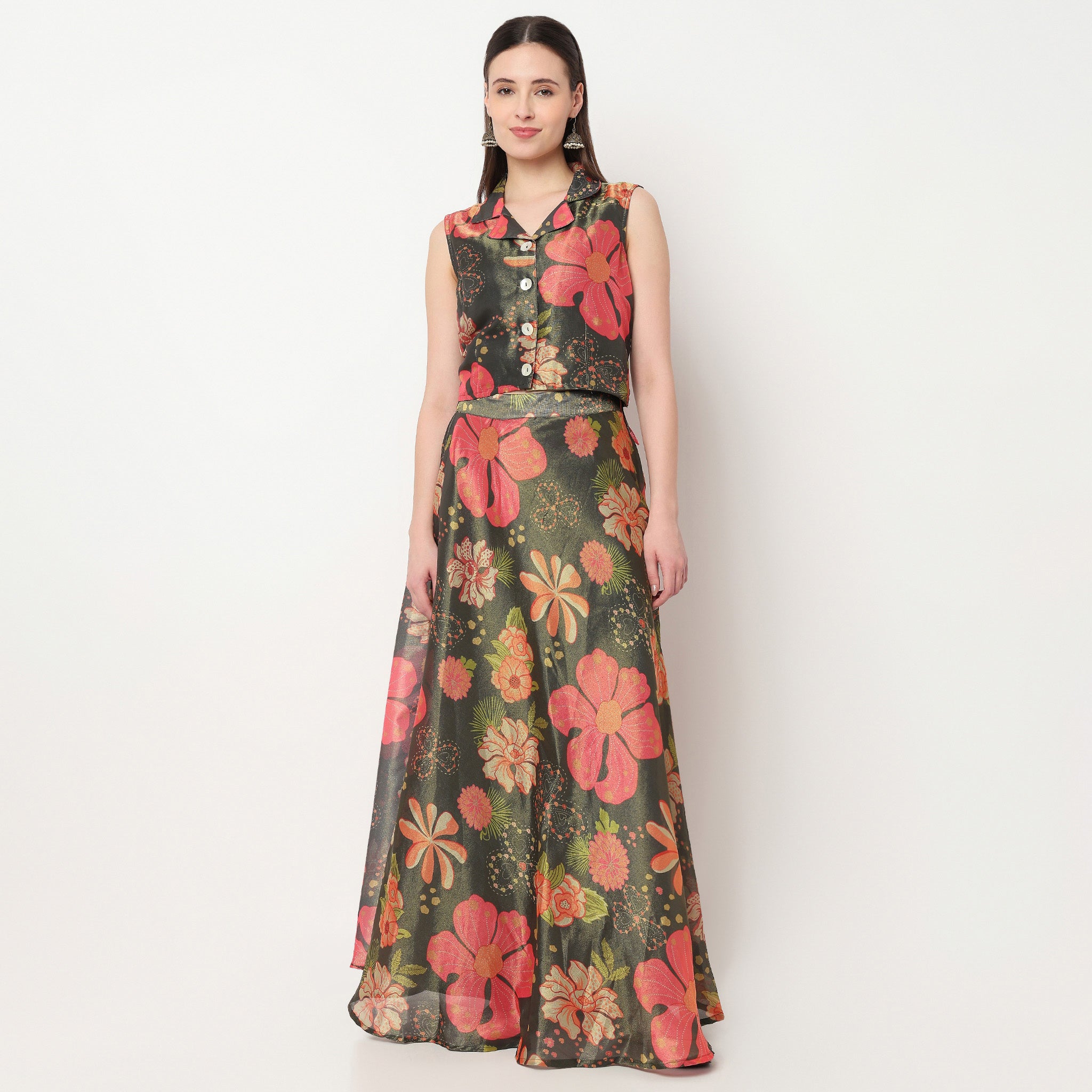 Printed Sleeveless Crop Top