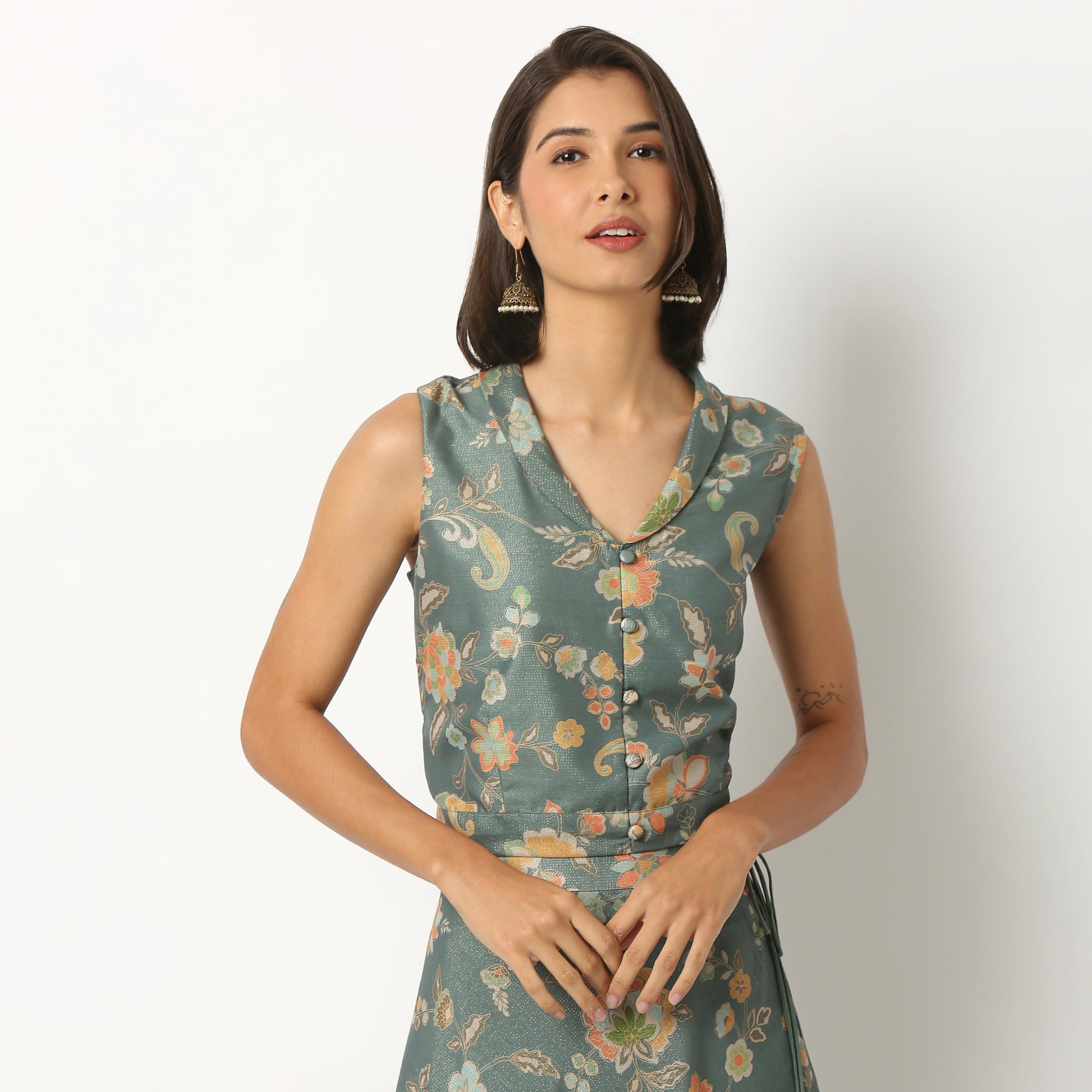 Printed Polyester Crop Top