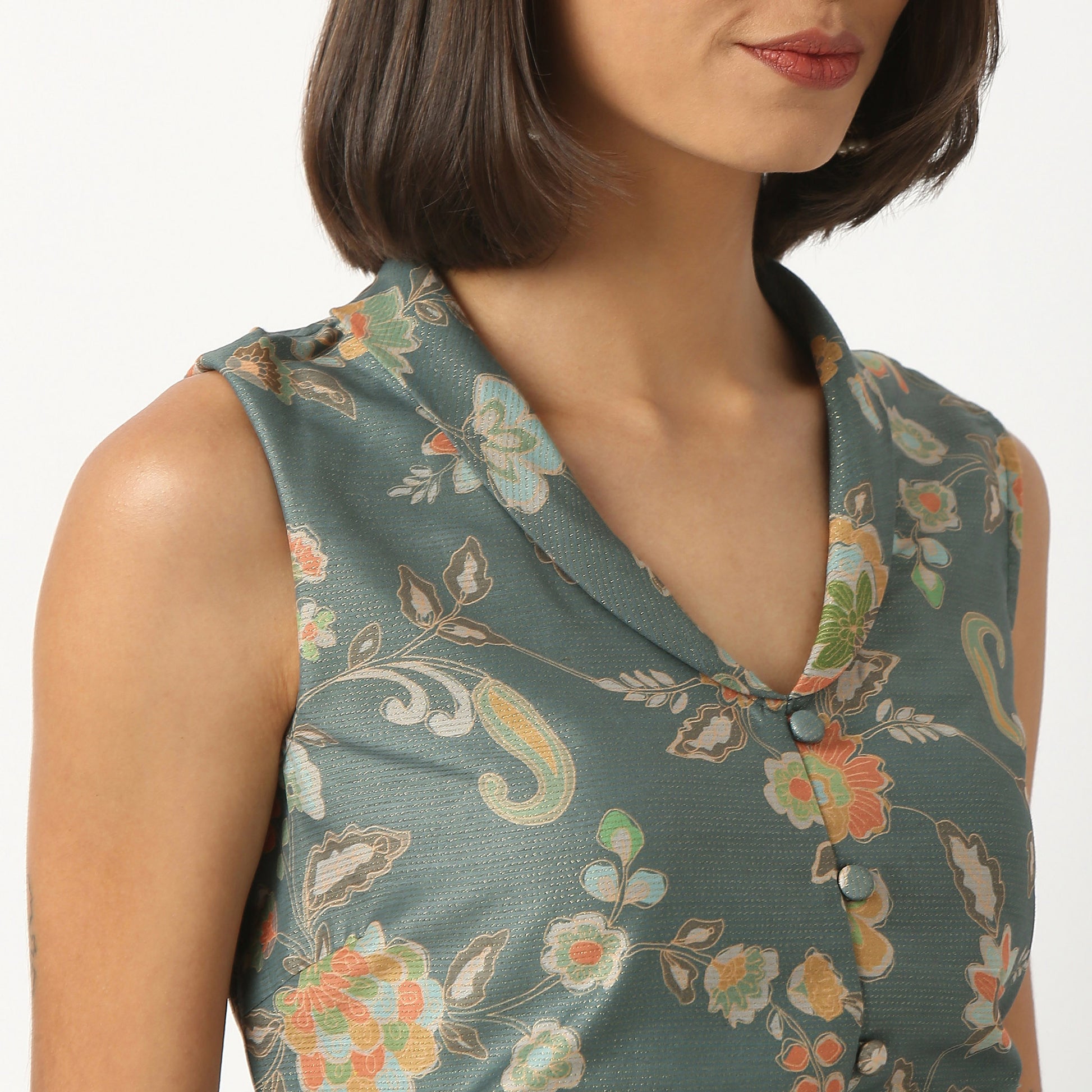 Printed Polyester Crop Top