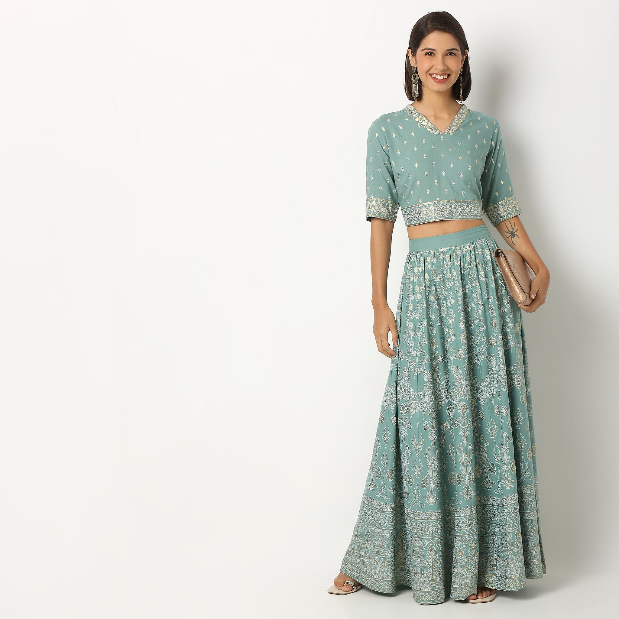 Embroidered Rayon Crop Top