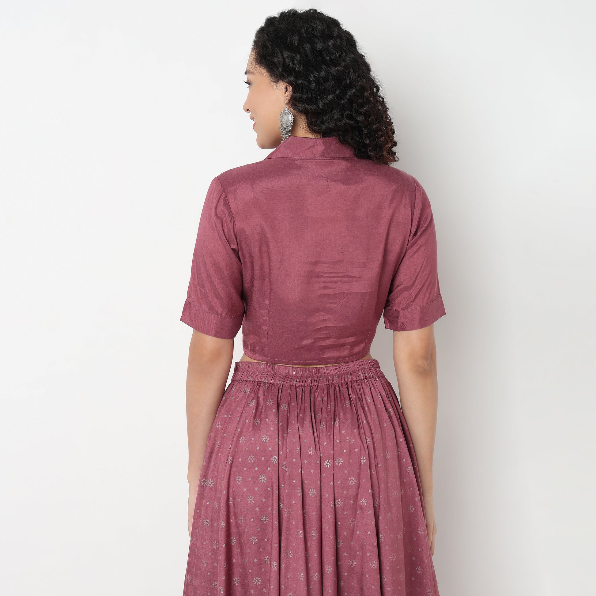 Viscose Crop Top with Lapel Collar