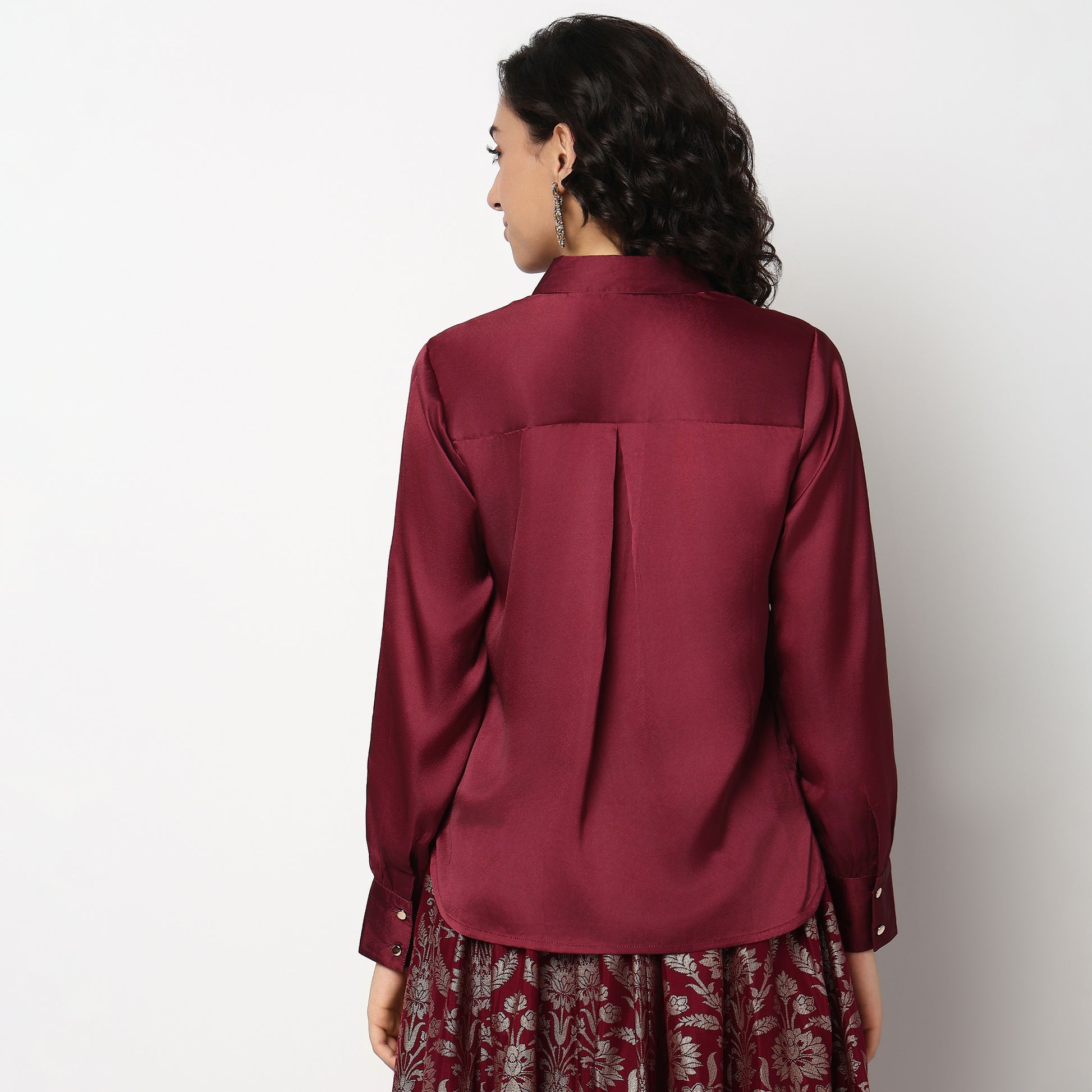 Buy Women Straight Fit Solid Full Sleeve Shirt  - Style Union