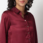 Buy Women Straight Fit Solid Full Sleeve Shirt  - Style Union