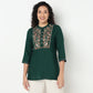 Buy Women Straight Fit Embroidered Three-Fourth Sleeve Kurta  - Style Union