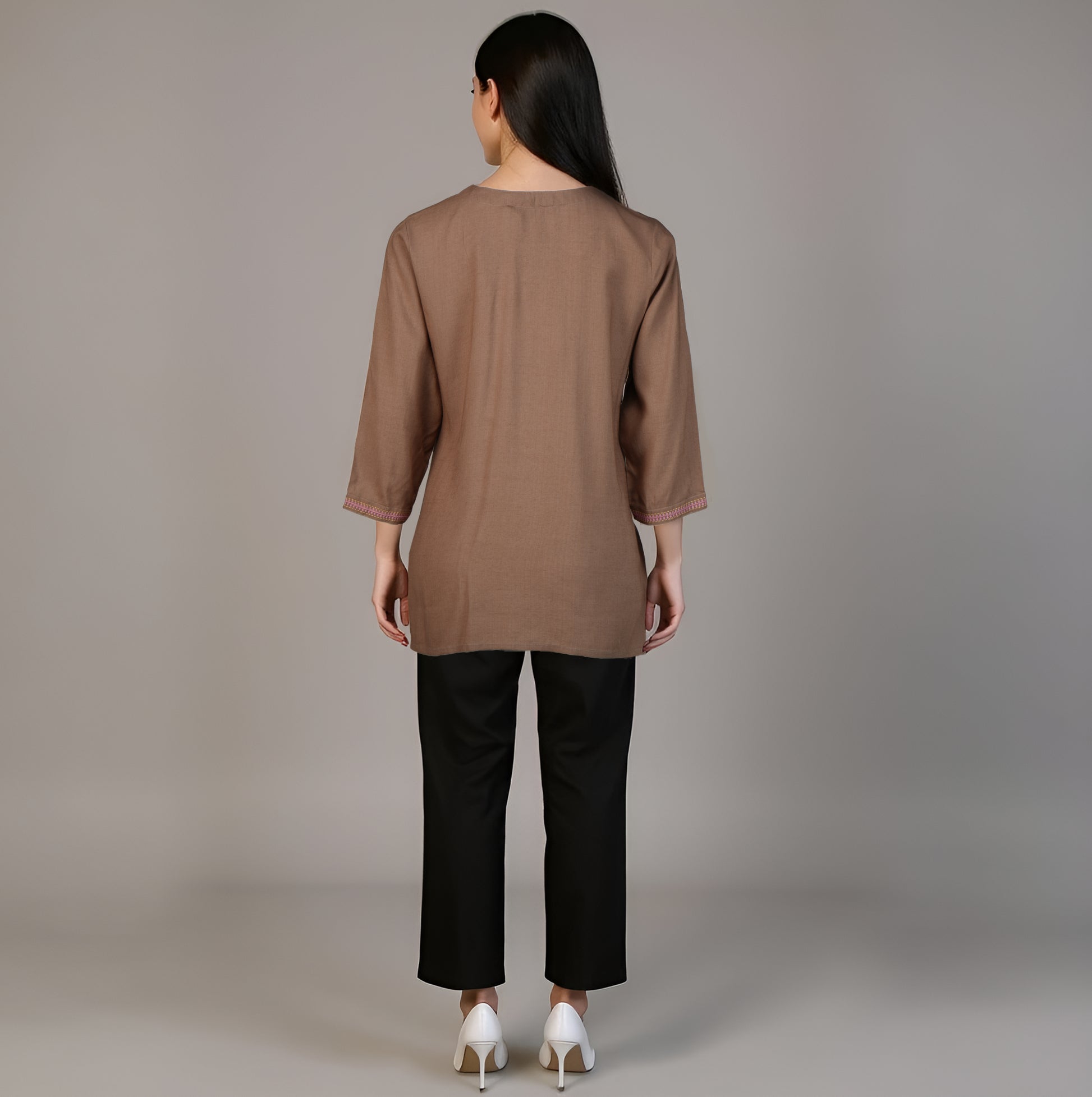 Embroidered Flared Short Kurta