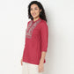 Buy Women Straight Fit Embroidered Three-Fourth Sleeve Kurta  - Style Union