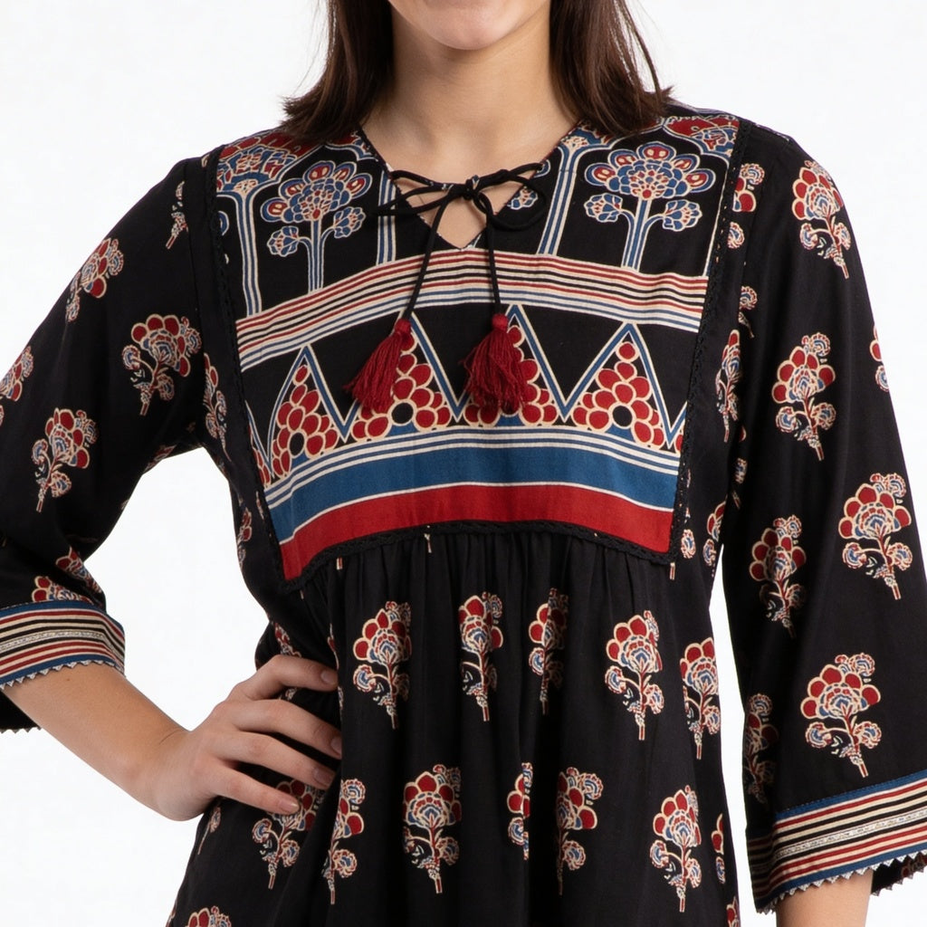 Cotton Printed A-Line Short Kurta