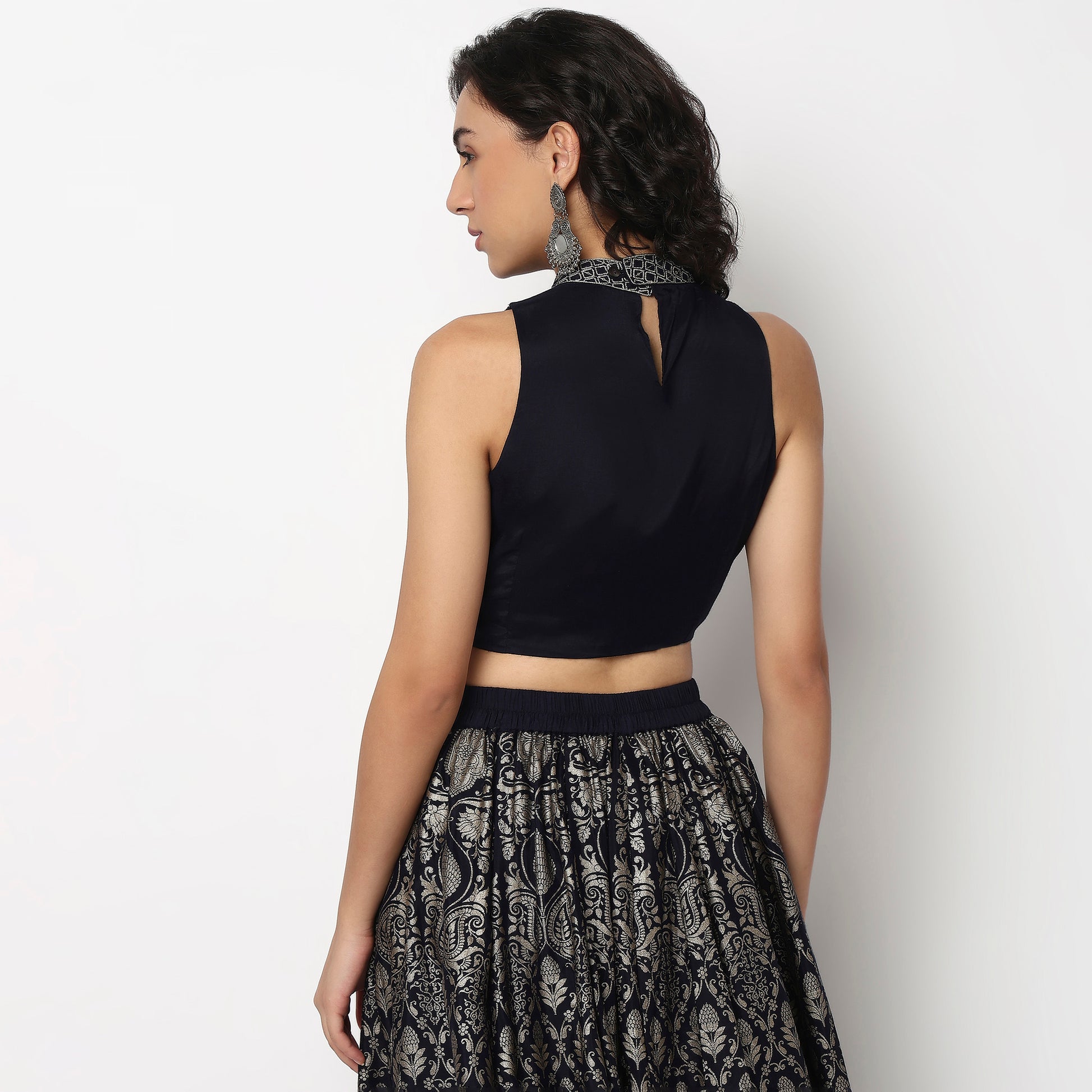 Buy Women Slim Fit Embroidered Sleeveless Crop Top  - Style Union