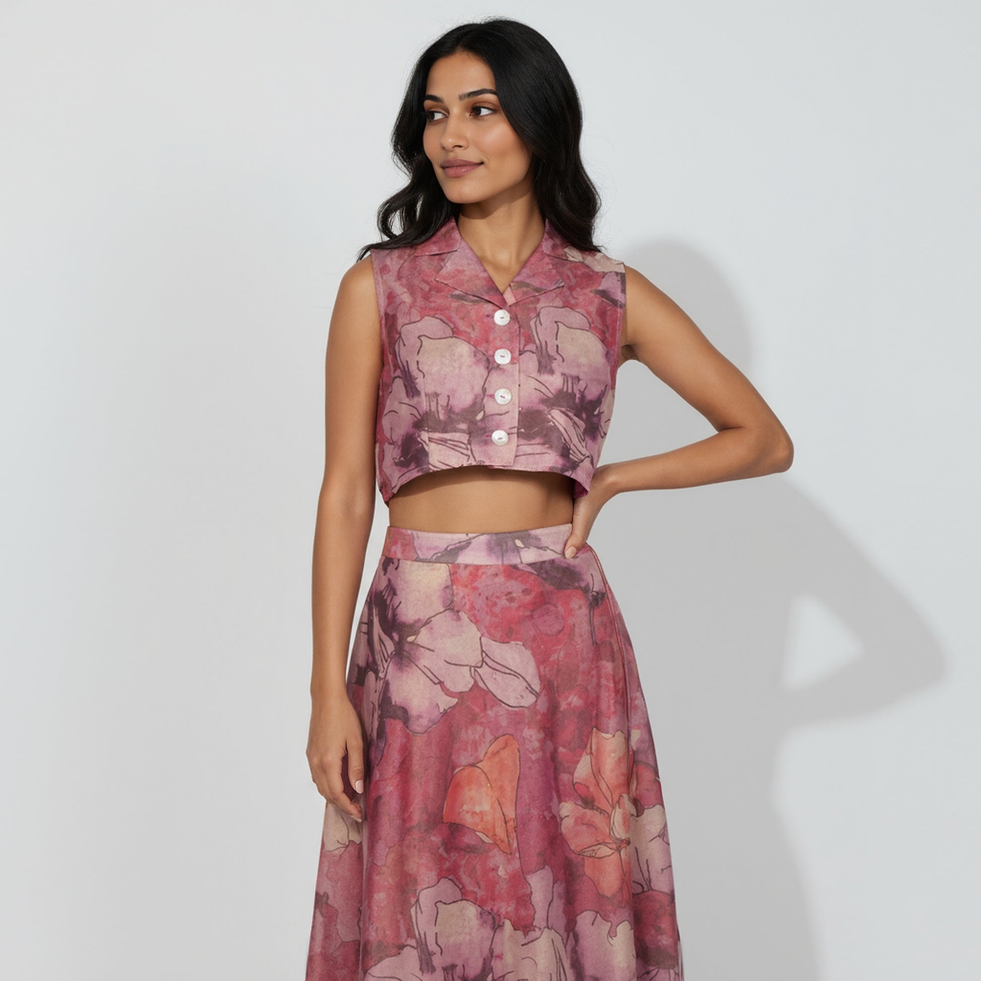 Printed Sleeveless Crop Top