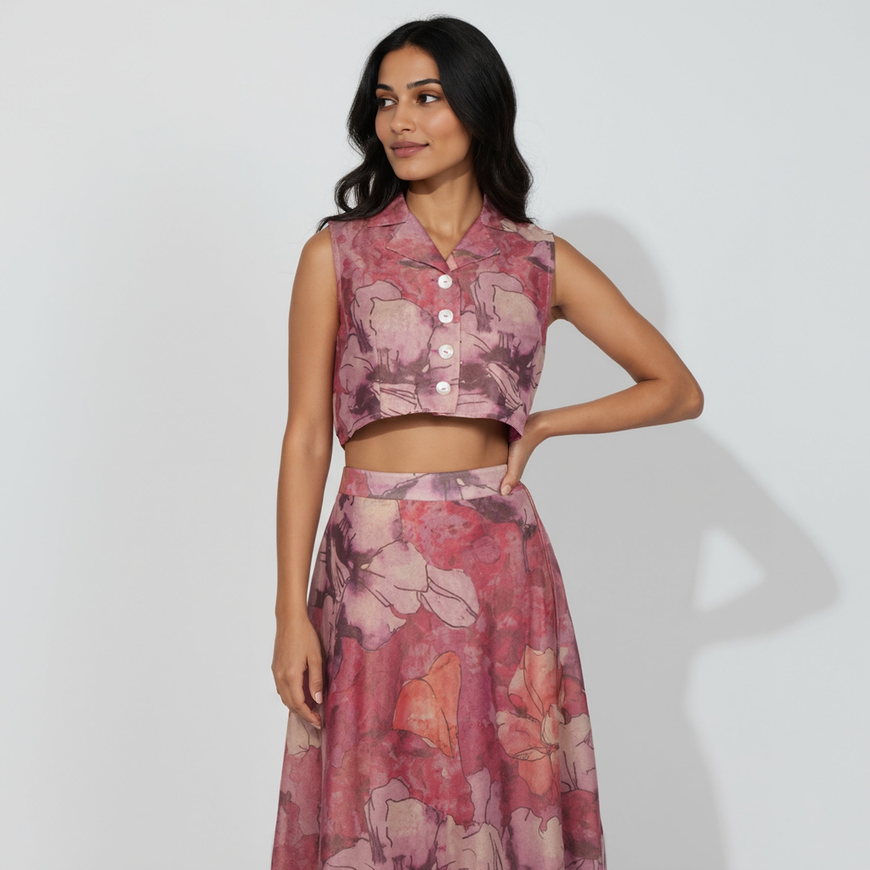 Printed Sleeveless Crop Top