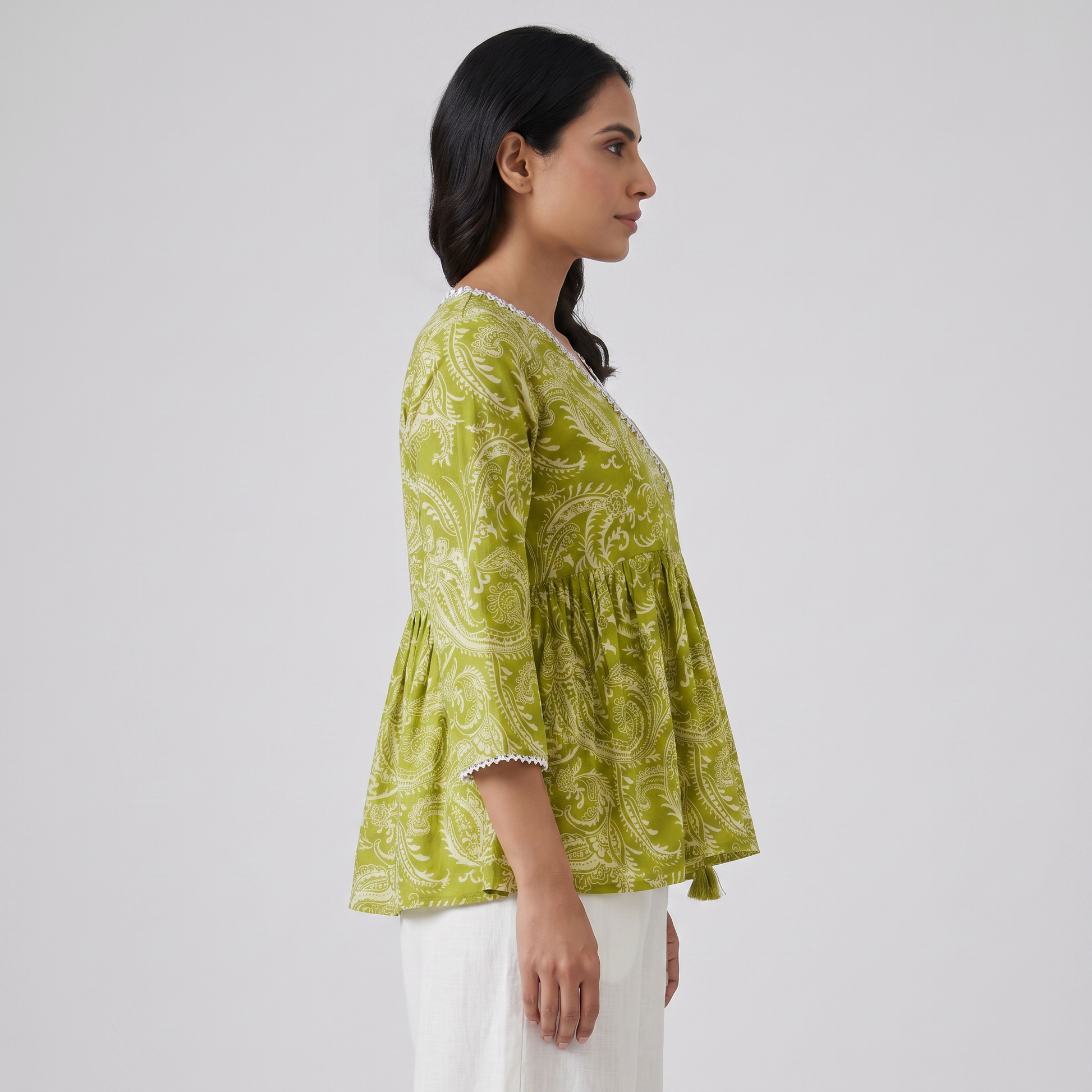 Printed V-Neck Short Kurta