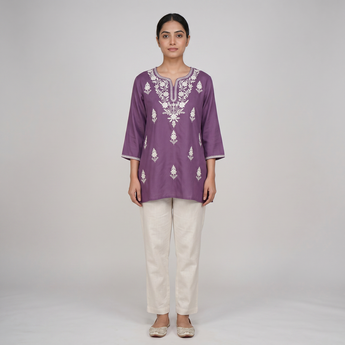 Embroidered Straight Short Kurta