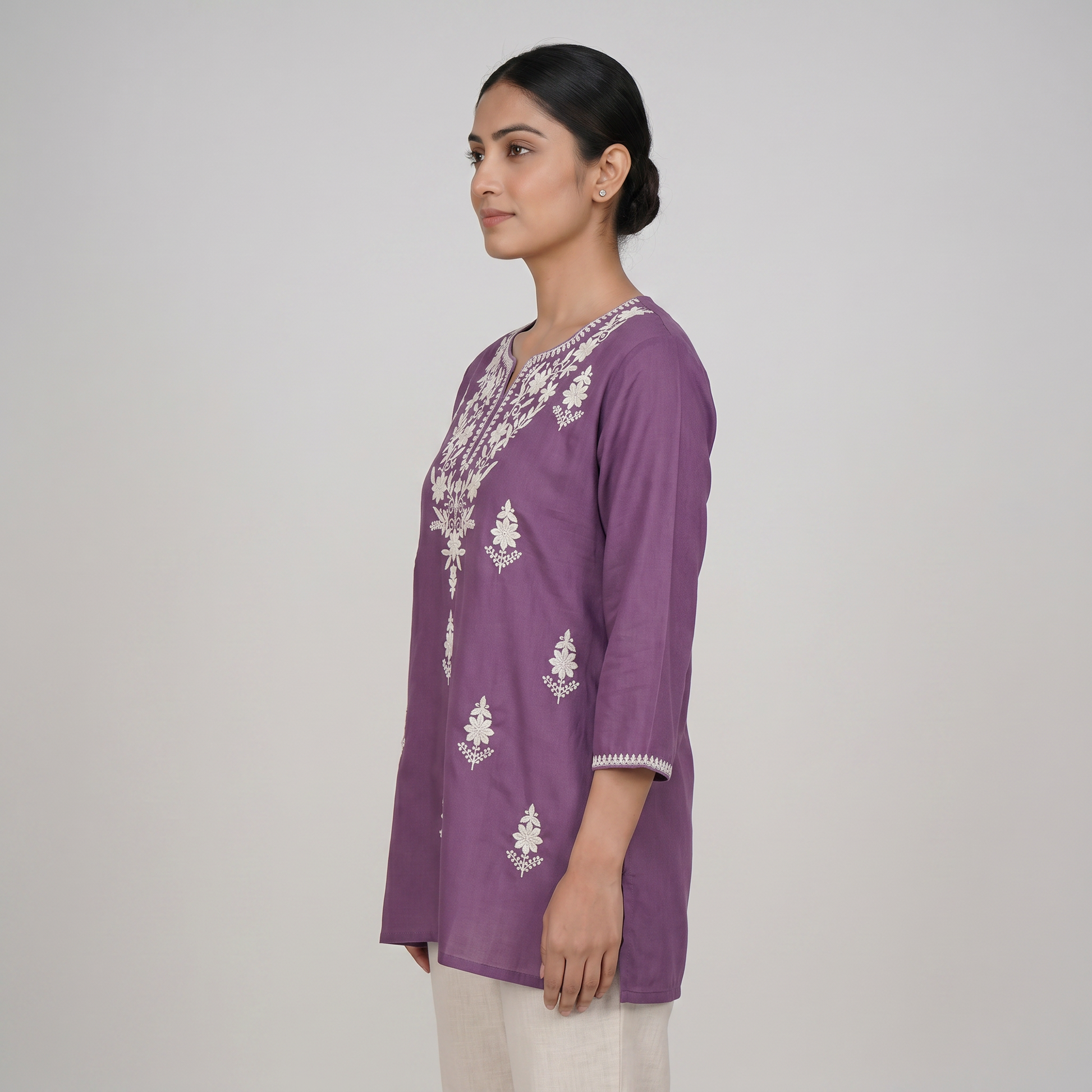 Embroidered Straight Short Kurta