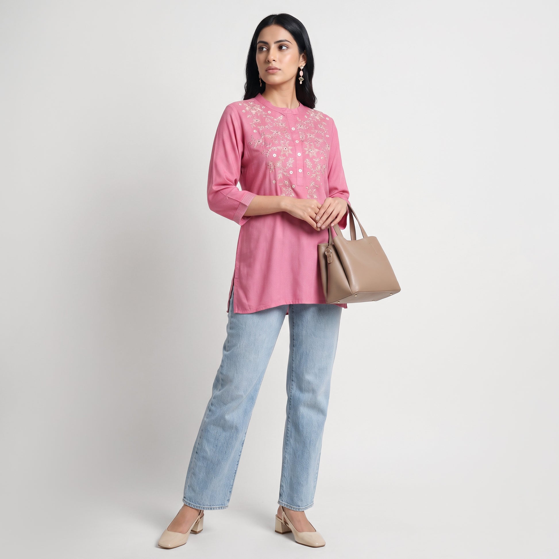 Embroidered Straight Short Kurta