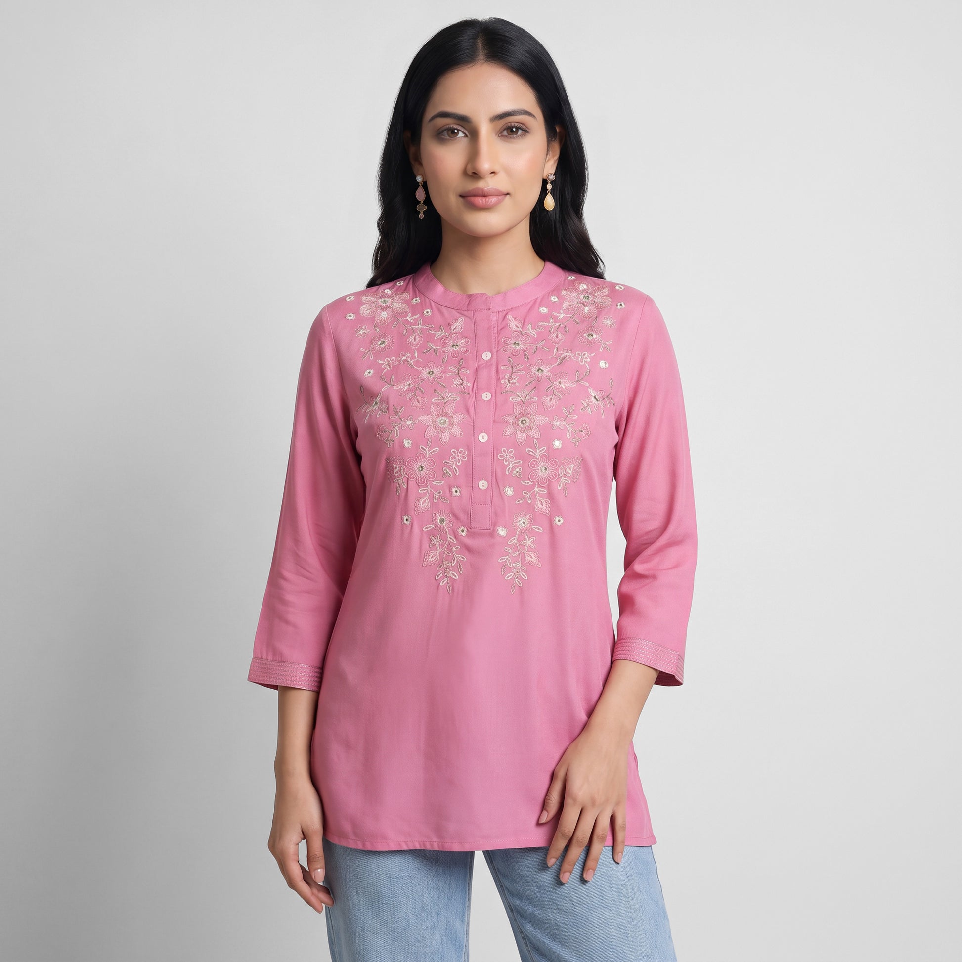 Embroidered Straight Short Kurta