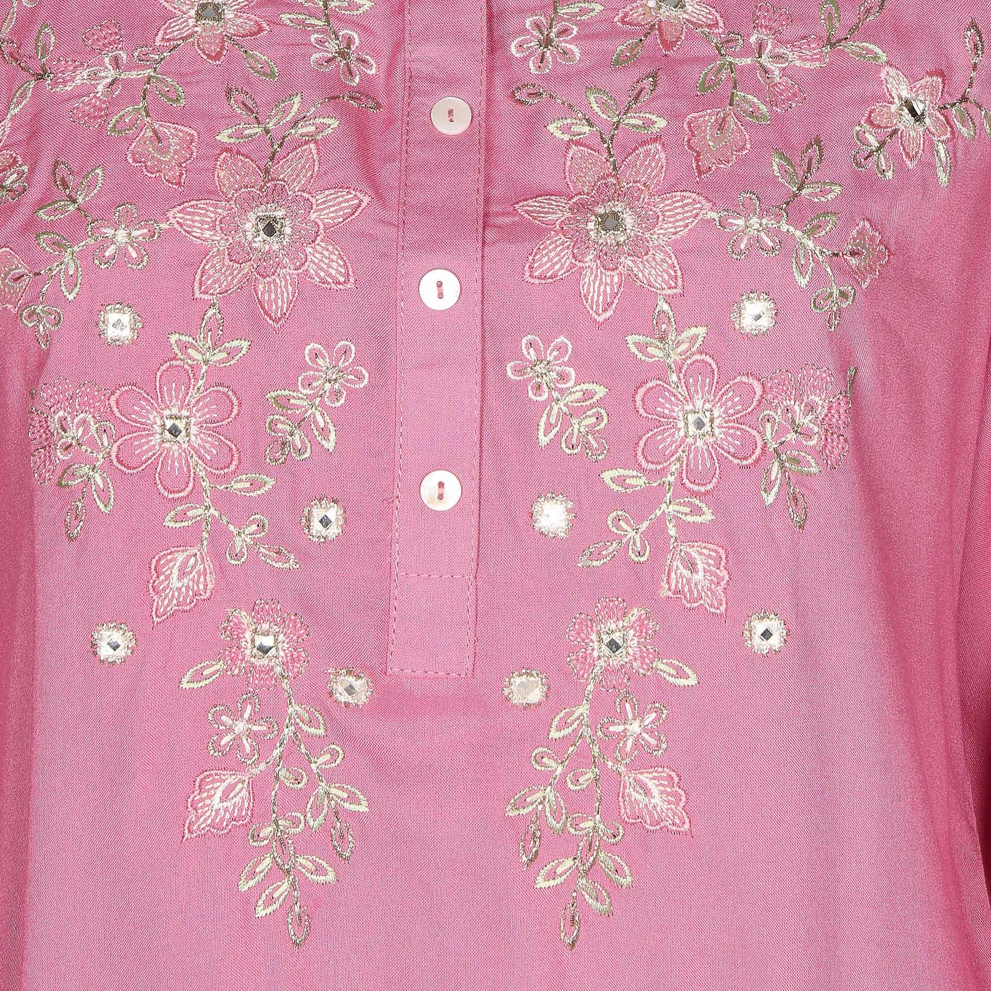 Embroidered Straight Short Kurta