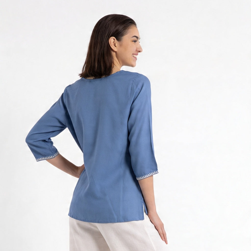 Embroidered Straight Short Kurta