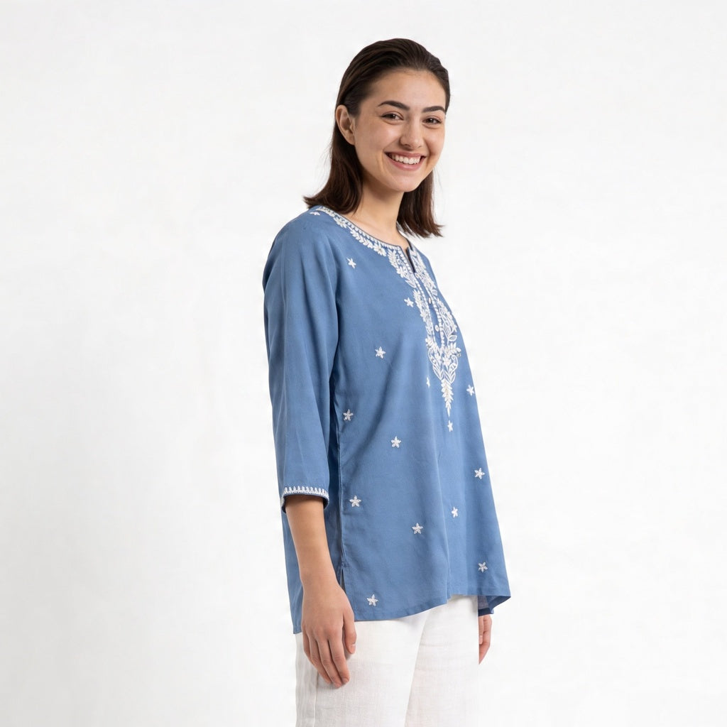 Embroidered Straight Short Kurta