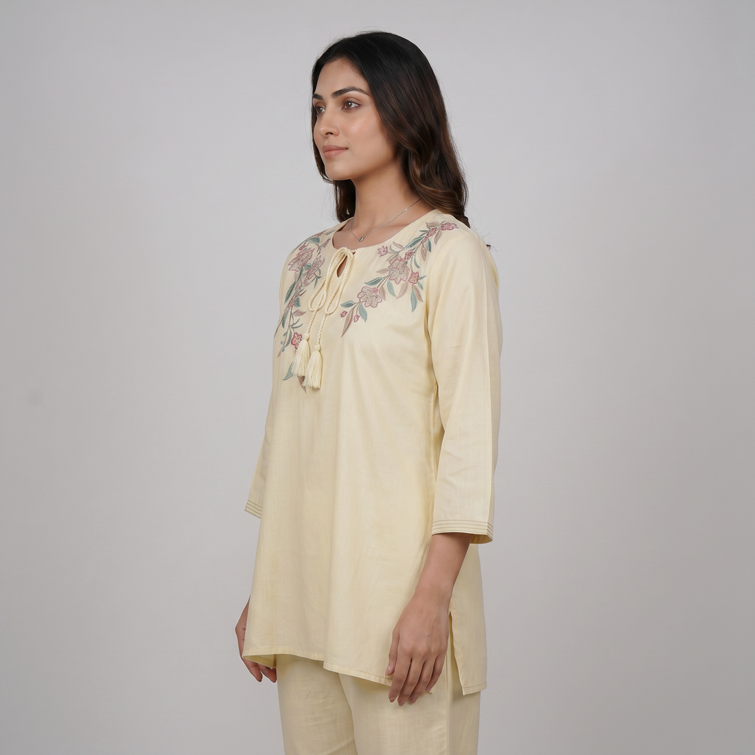 Embroidered Straight Short Kurta