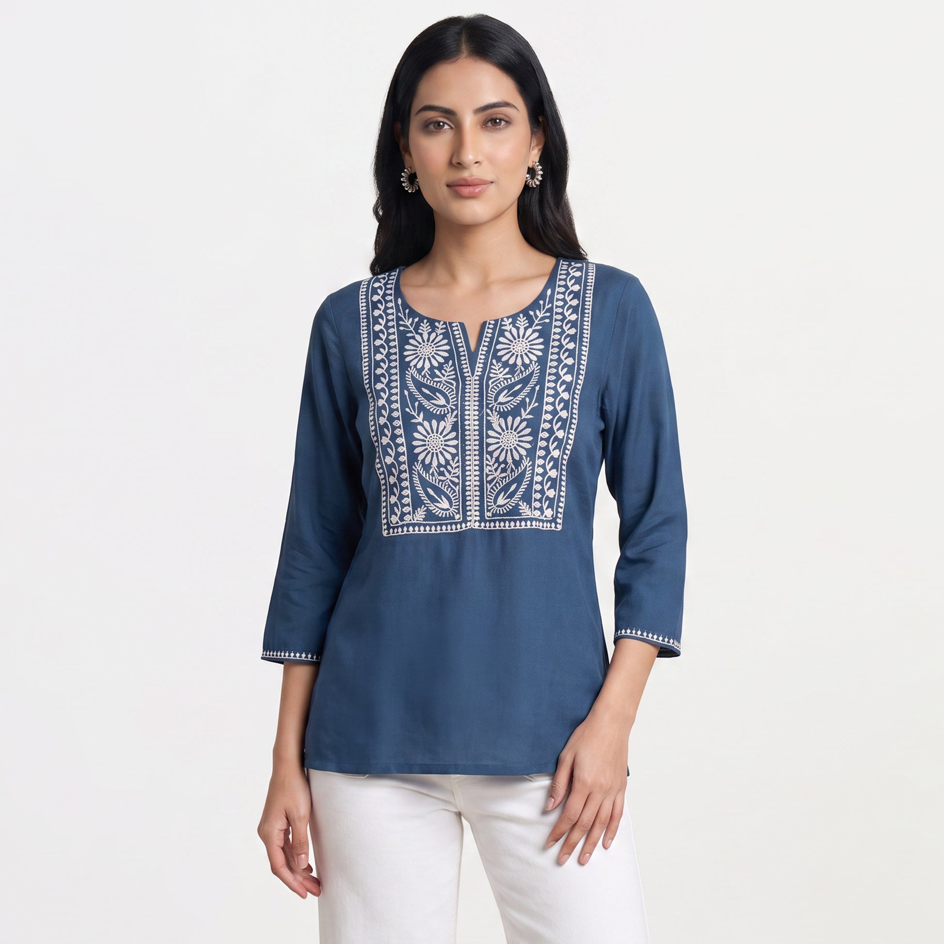 Embroidered Straight Short Kurta