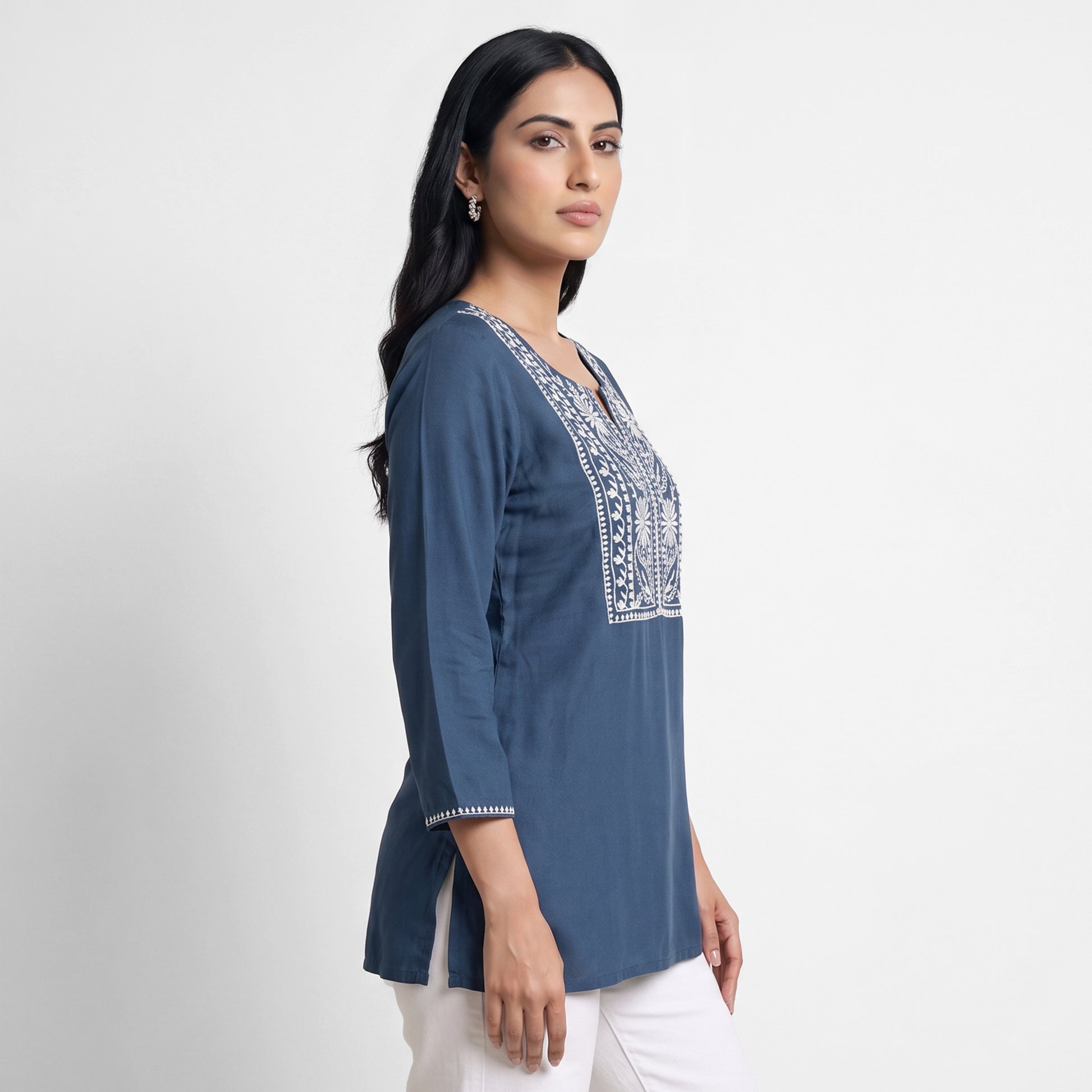 Embroidered Straight Short Kurta