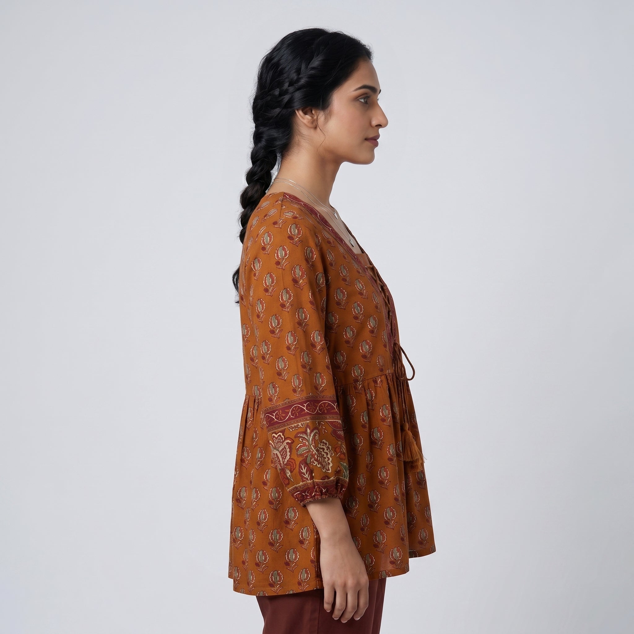 Printed V-Neck A-Line Tunic