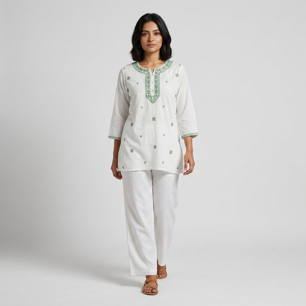 Embroidered Straight Short Kurta