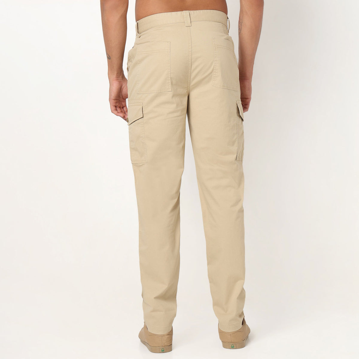 Regular Fit Solid Mid Rise Cargos