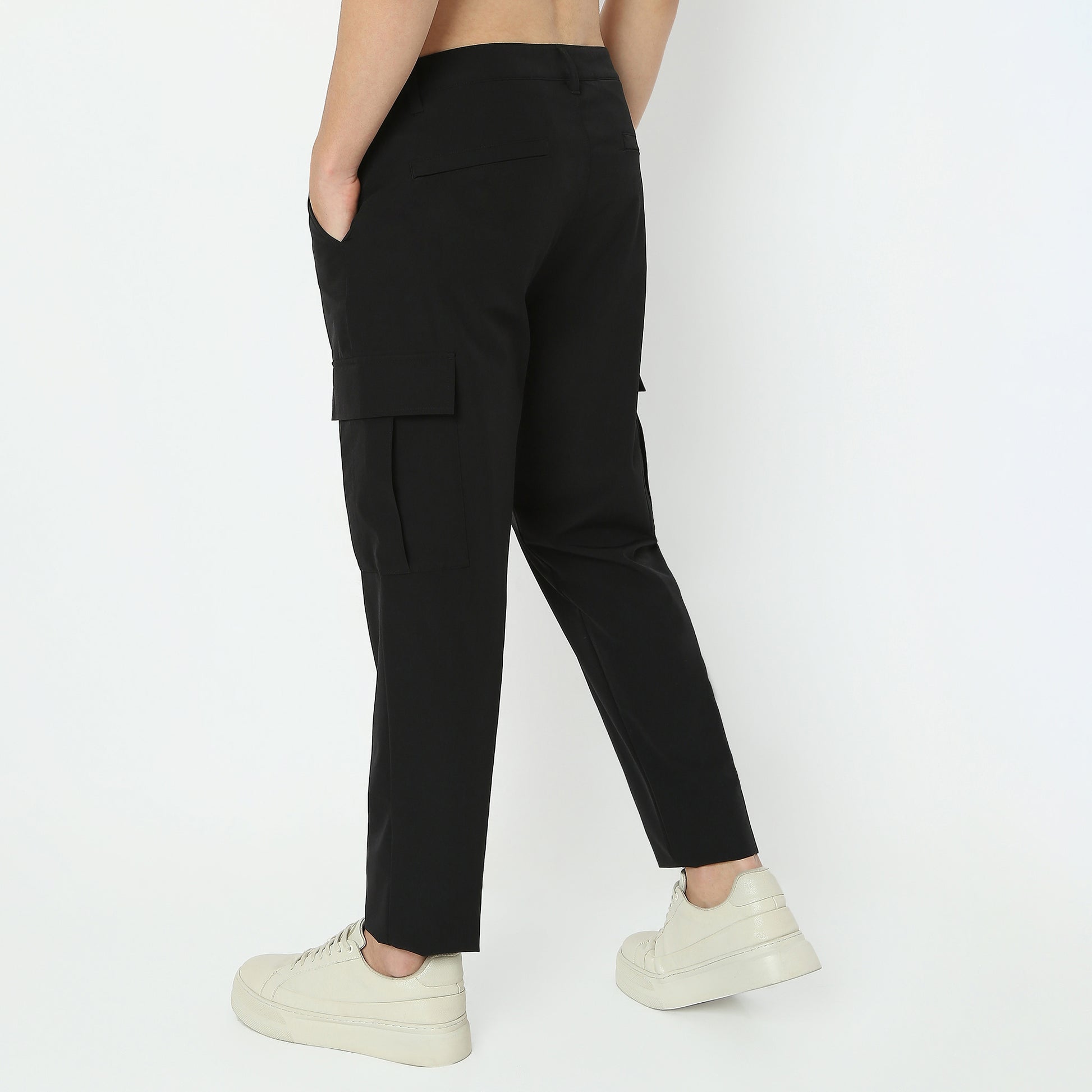 Ultra Light Weight Nylon Blend Relaxed Fit Cargo Pants With Utility Pockets