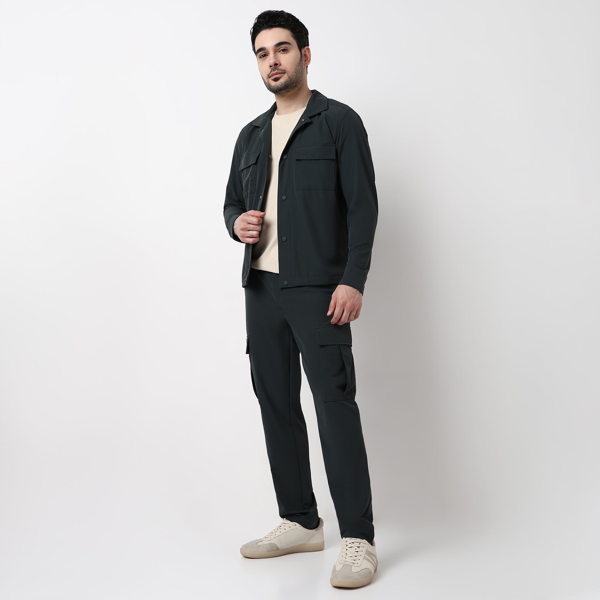 Ultra Light Weight Nylon Blend Relaxed Fit Cargo Pants With Utility Pockets