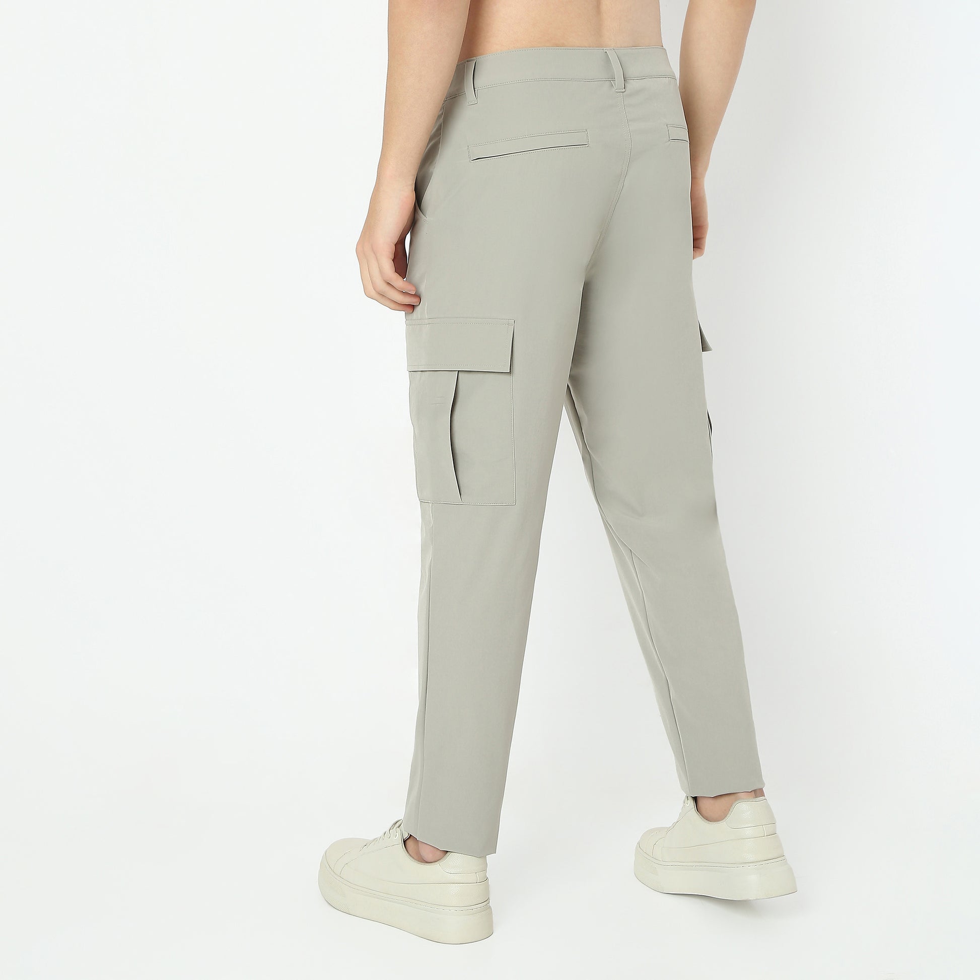 Ultra Light Weight Nylon Blend Relaxed Fit Cargo Pants With Utility Pockets