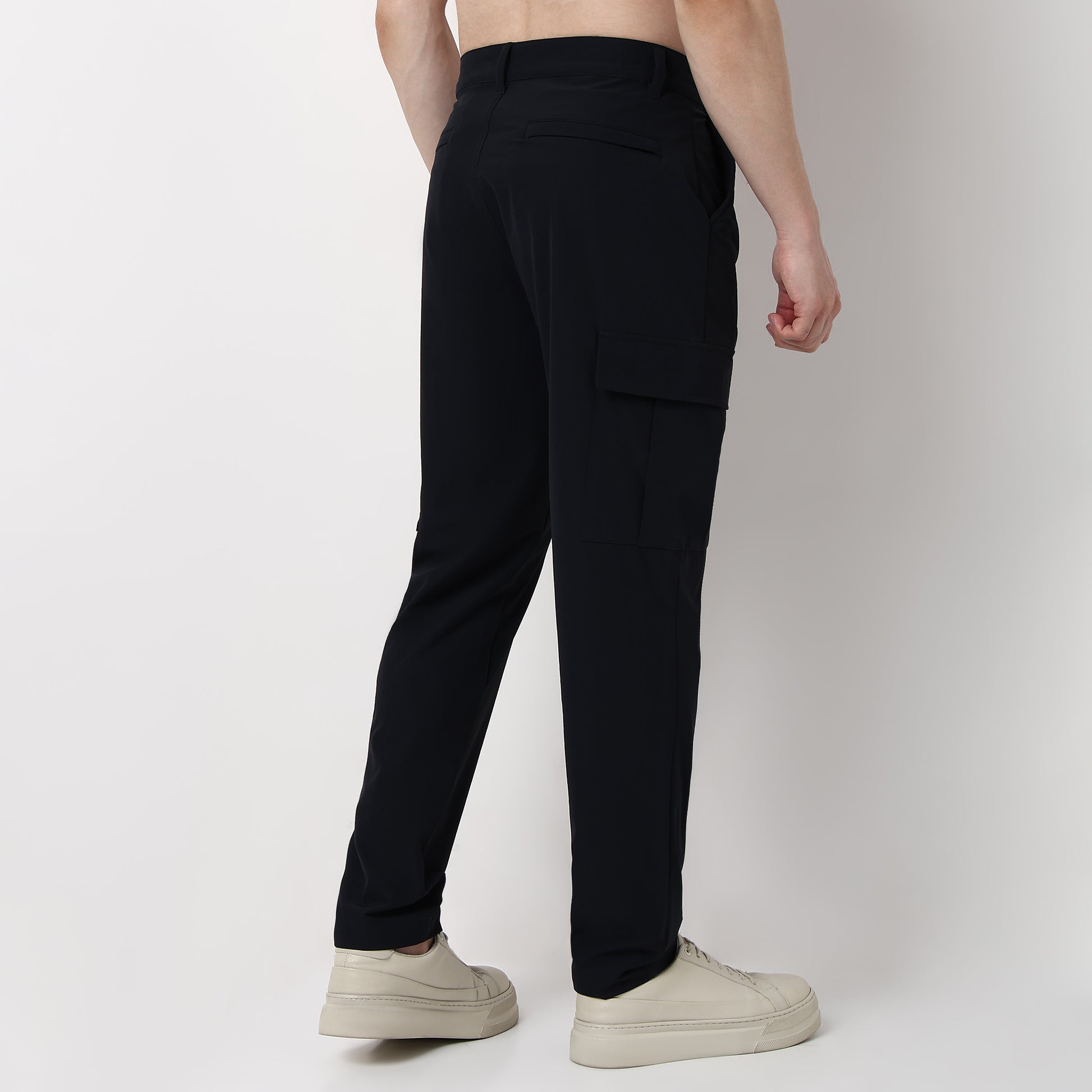 Ultra Light Weight Nylon Blend Relaxed Fit Cargo Pants With Utility Pockets