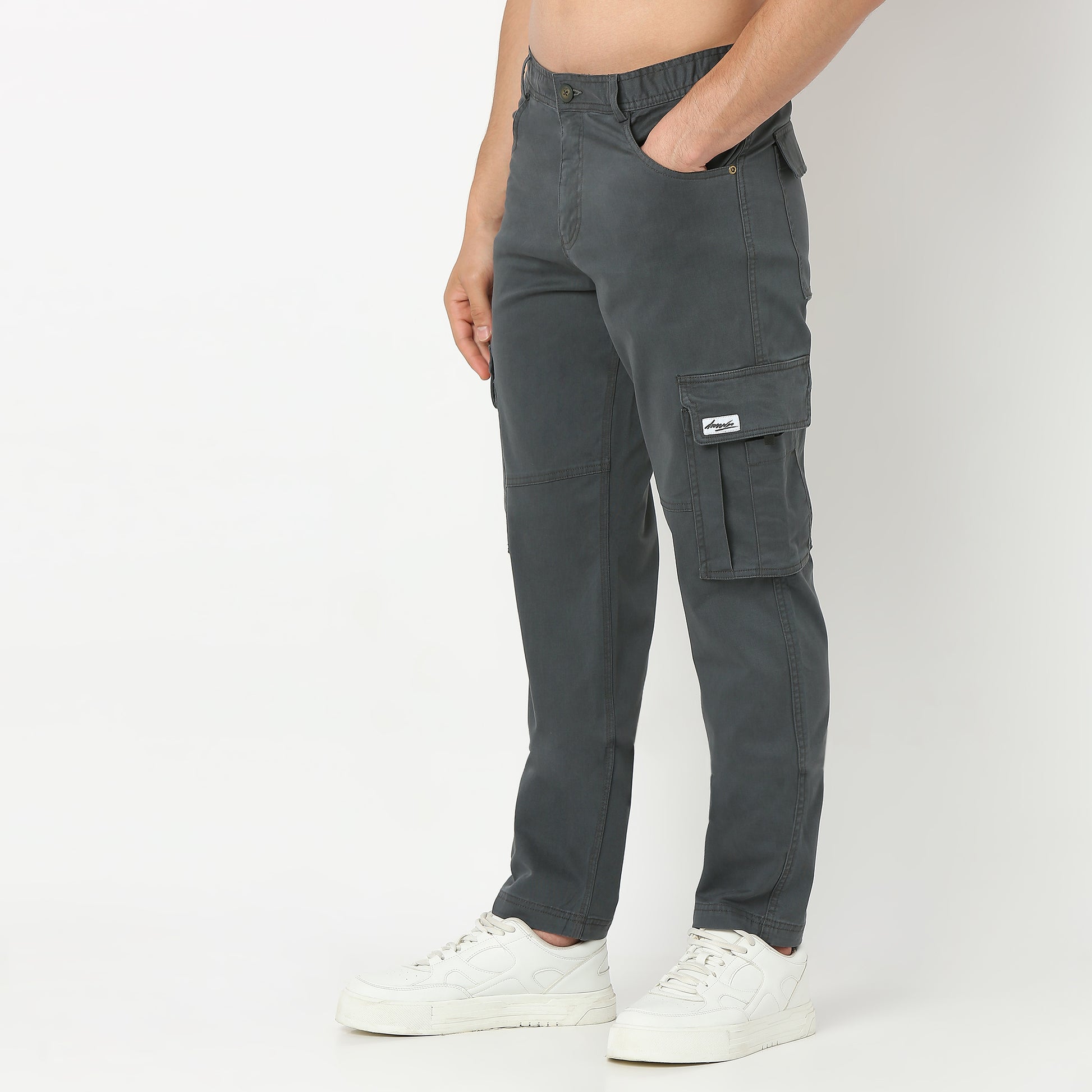 Solid Ankle Length Cotton Heavy Duty Pants Cargos