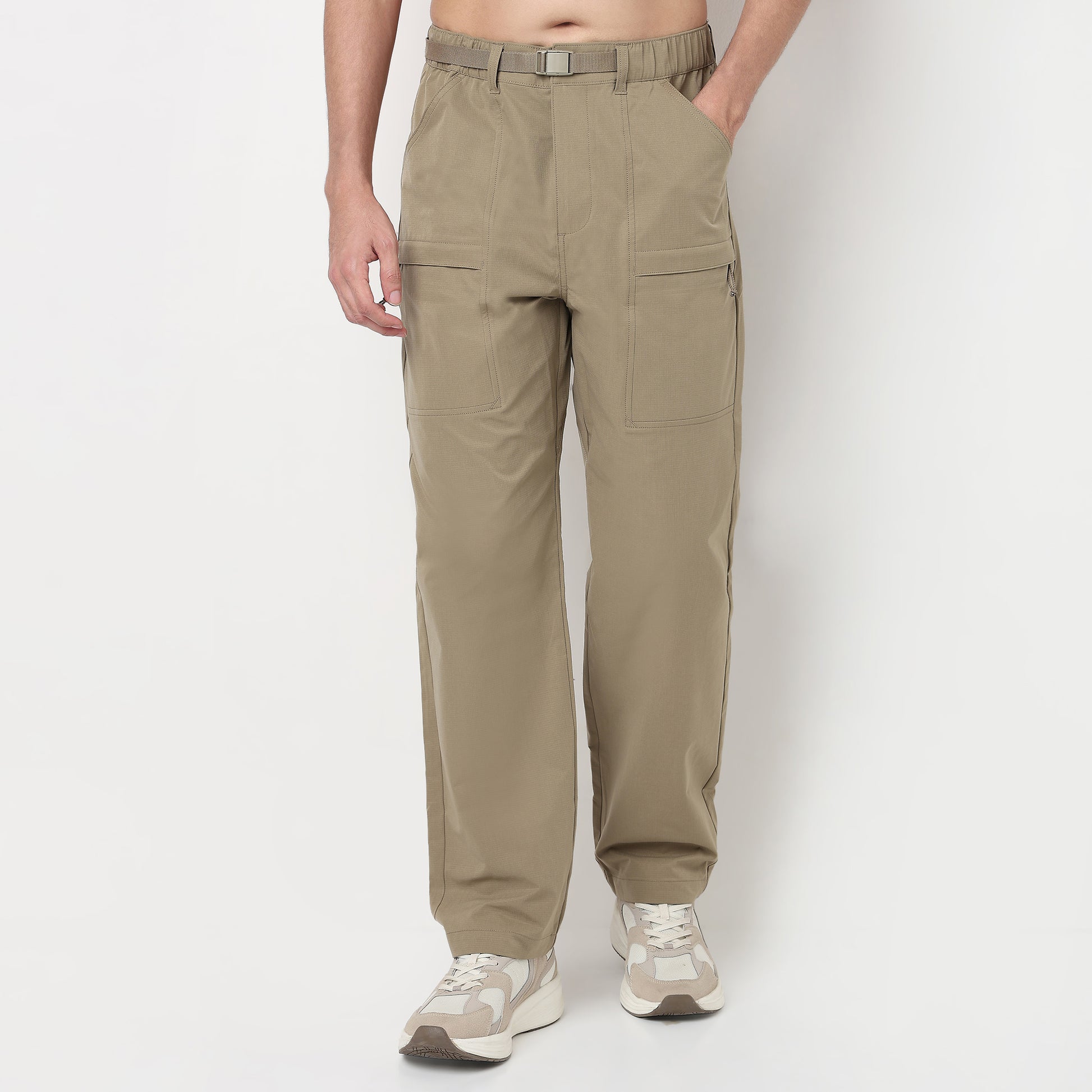 Buy Men Regular Fit Solid Ankle Length Mid Rise Cargos  - Style Union