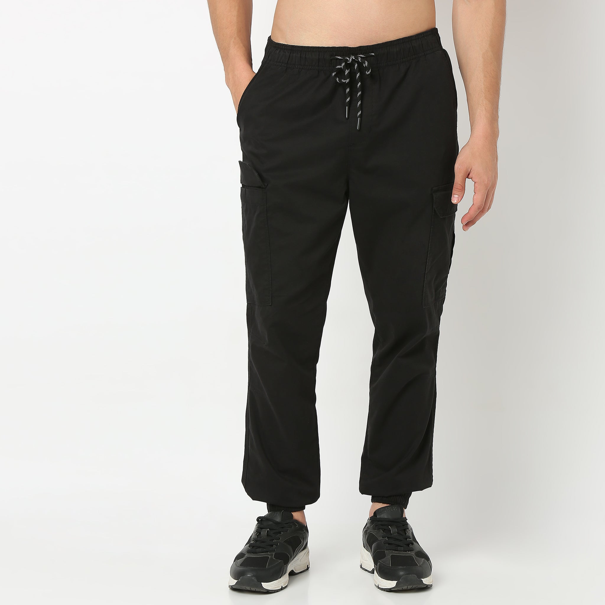 Solid Ankle Length Cotton Heavy Duty Pants Cargos