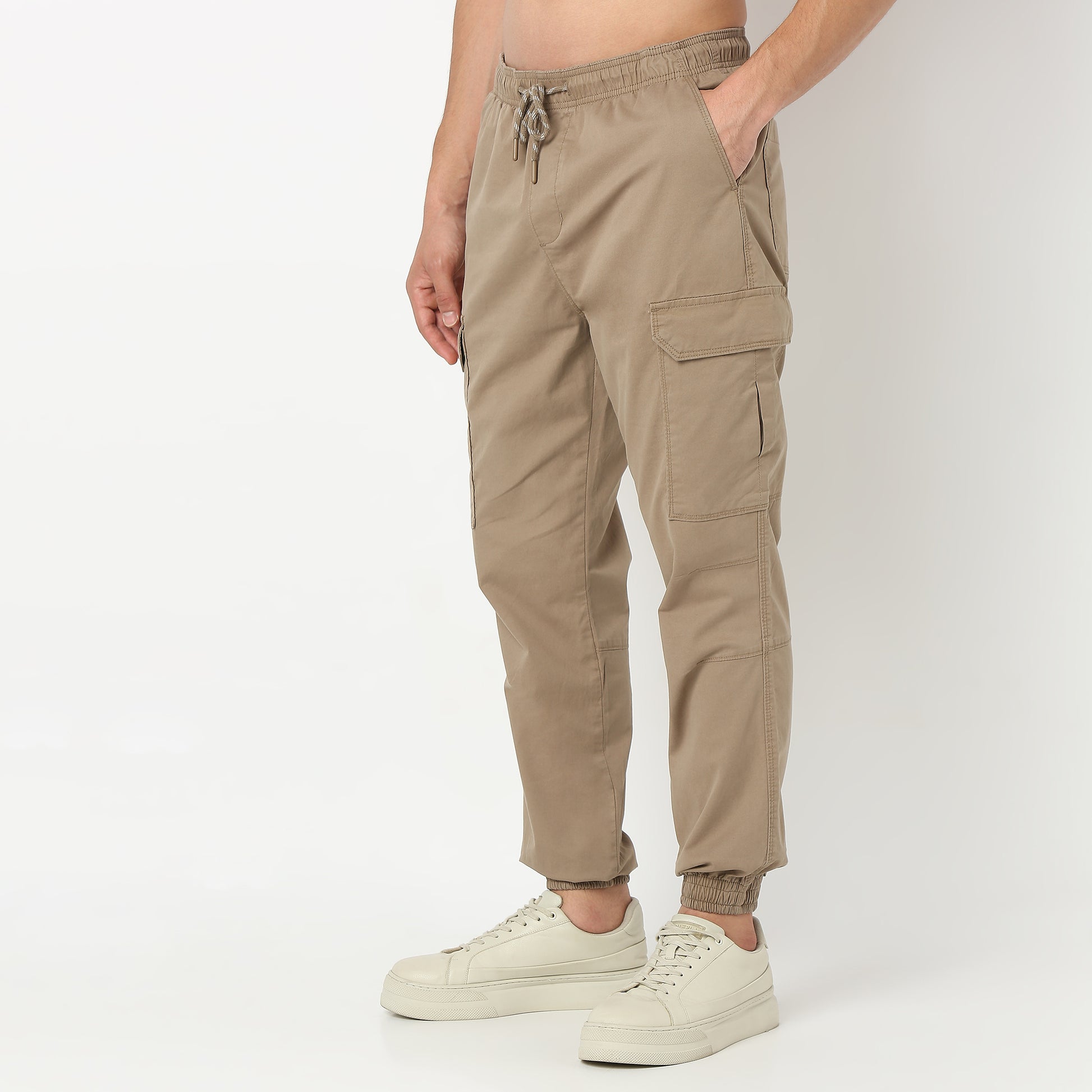 Solid Ankle Length Cotton Heavy Duty Pants Cargos