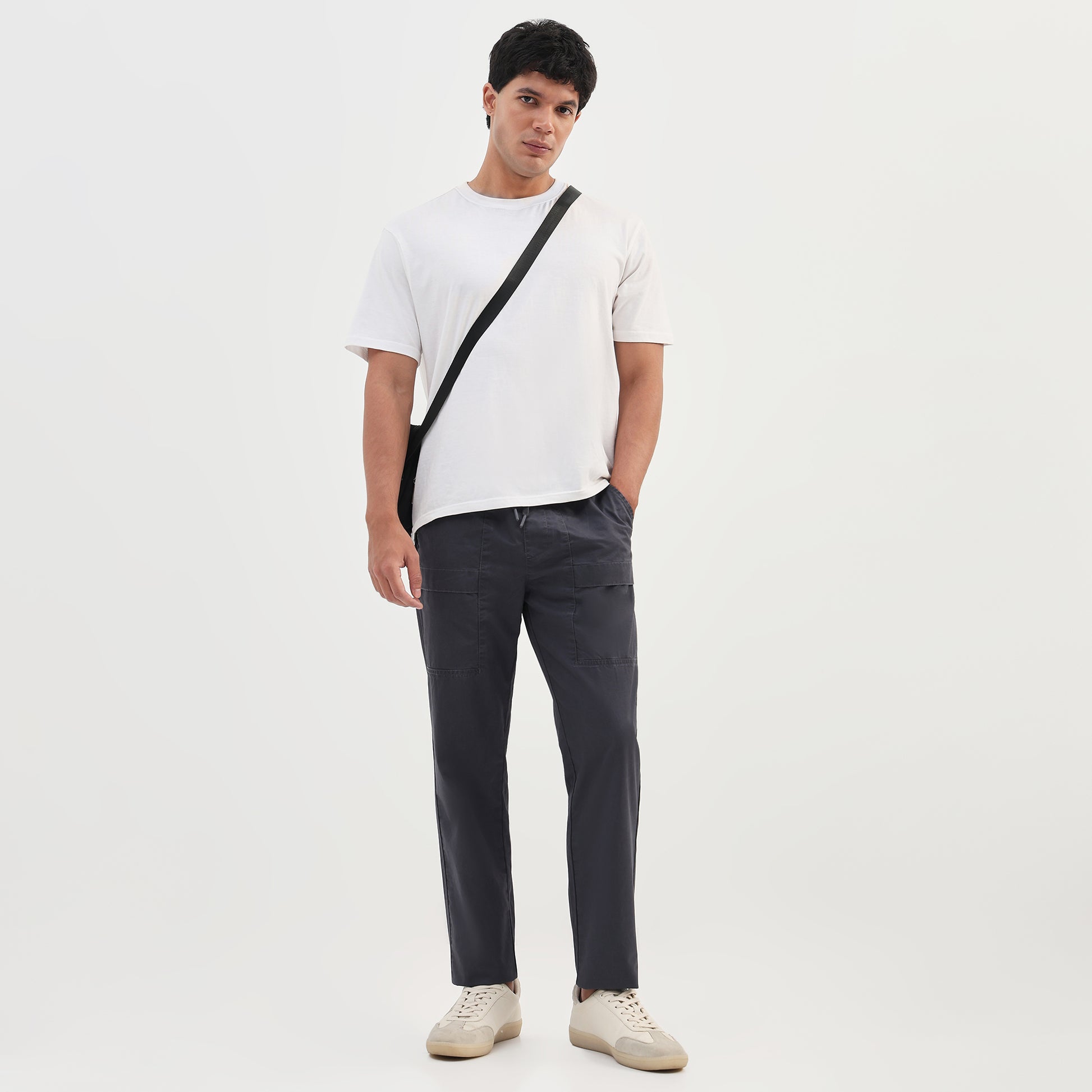 Cotton Solid Messenger Pants