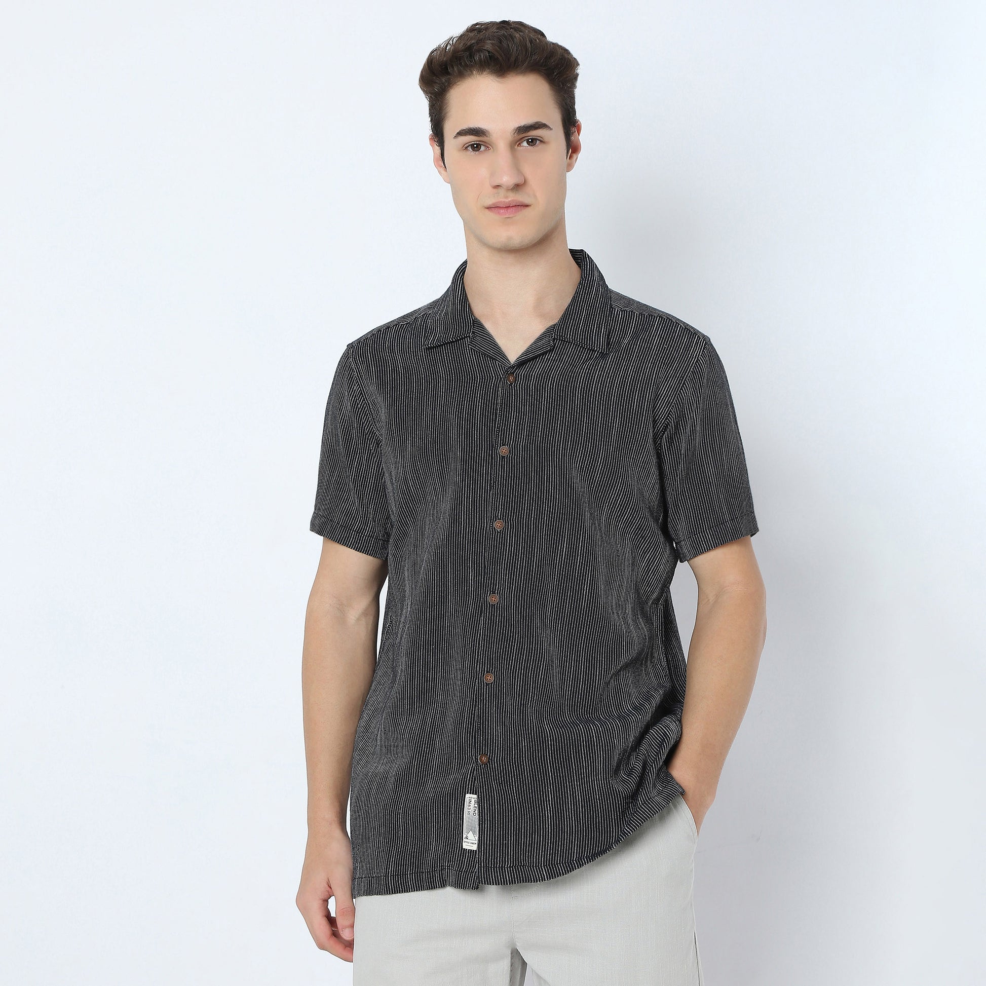 Structured Camp Collar Modern Explorer Mood Half Sleeve Shirt
