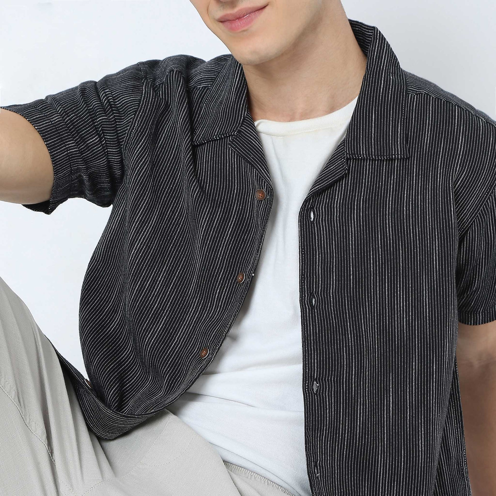 Structured Camp Collar Modern Explorer Mood Half Sleeve Shirt