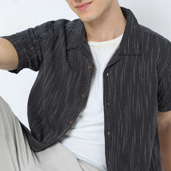 Structured Camp Collar Modern Explorer Mood Half Sleeve Shirt