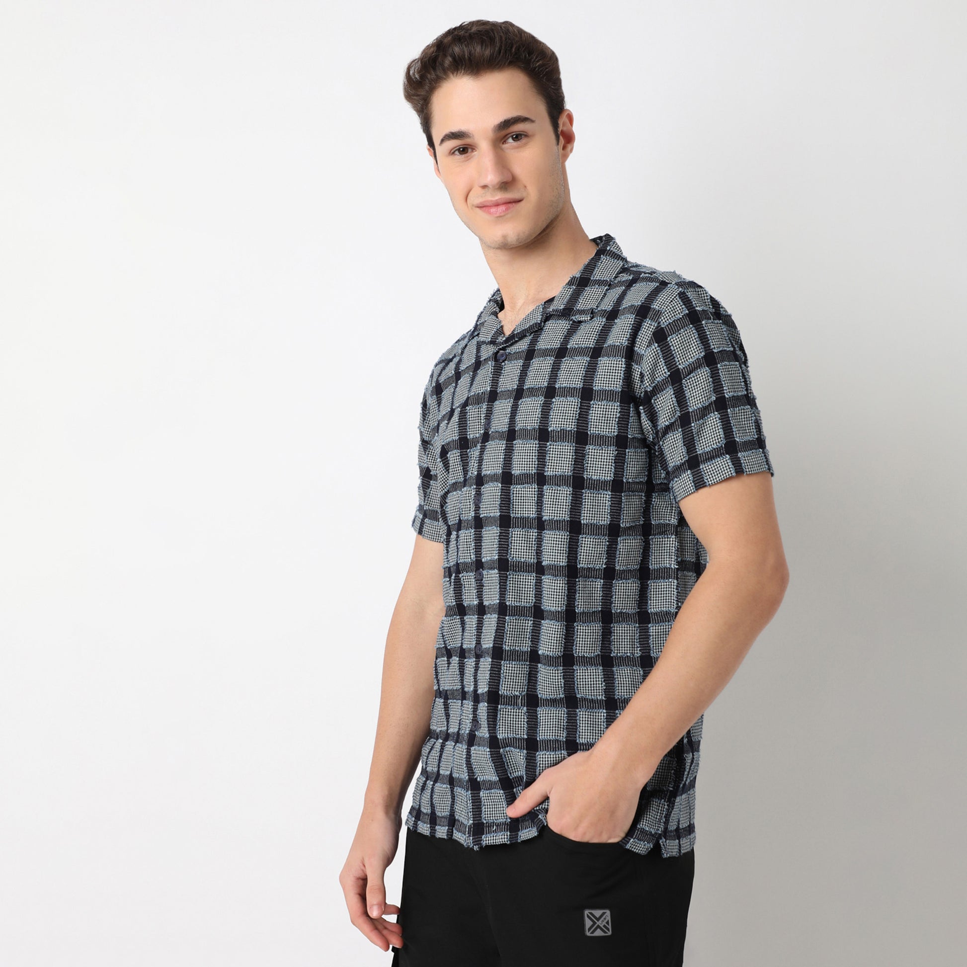 Structured Camp Collar Modern Explorer Half Sleeve Mood Shirt