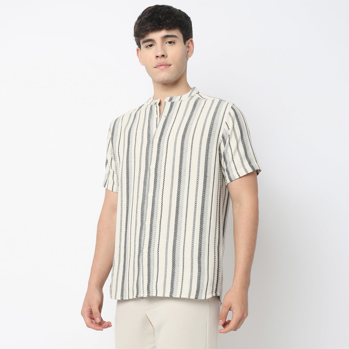 Band Collar Cotton Cruiser Shirt